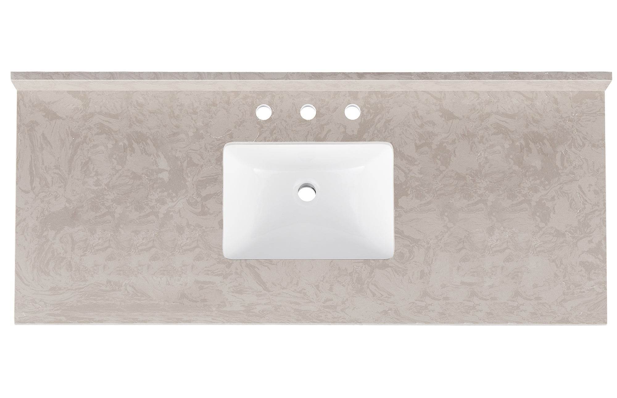 Amalfi 61"W x 22"D Engineered Marble Vanity Top with Rectangular Undermount Bowl