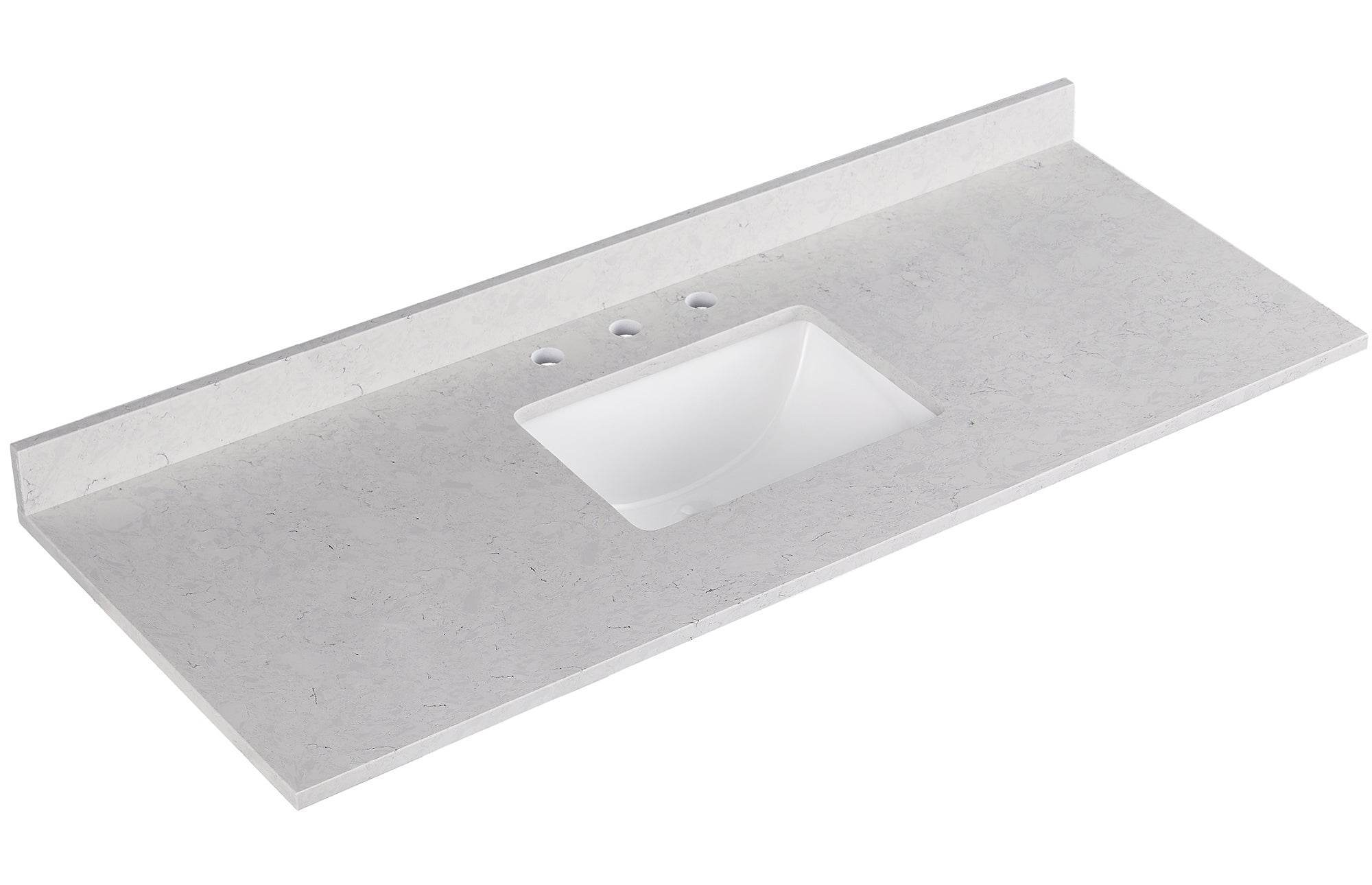 Amalfi 61"W x 22"D Engineered Marble Vanity Top with Rectangular Undermount Bowl