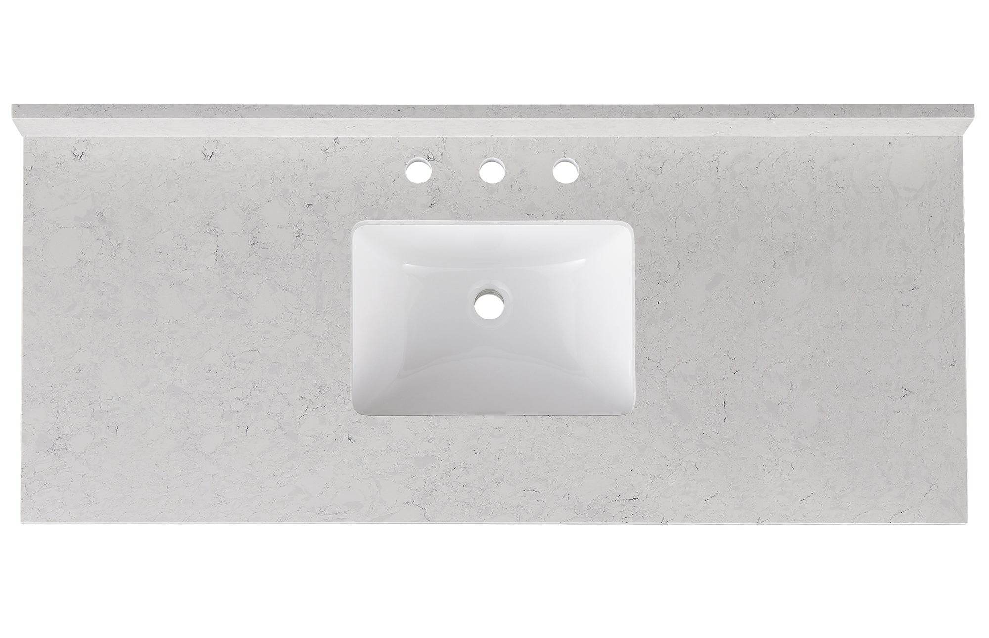 Amalfi 61"W x 22"D Engineered Marble Vanity Top with Rectangular Undermount Bowl