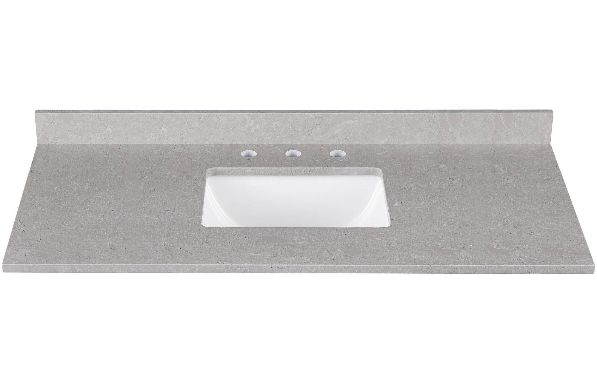 Amalfi 61"W x 22"D Engineered Marble Vanity Top with Rectangular Undermount Bowl