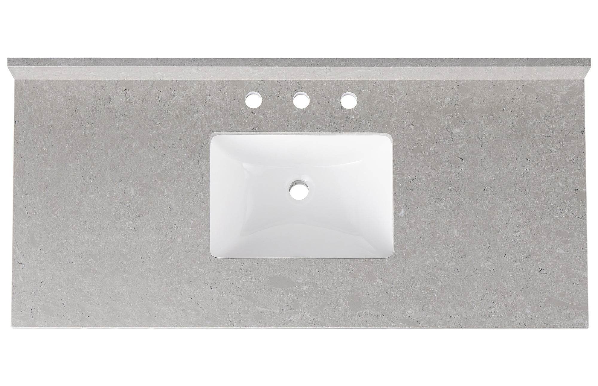 Amalfi 61"W x 22"D Engineered Marble Vanity Top with Rectangular Undermount Bowl