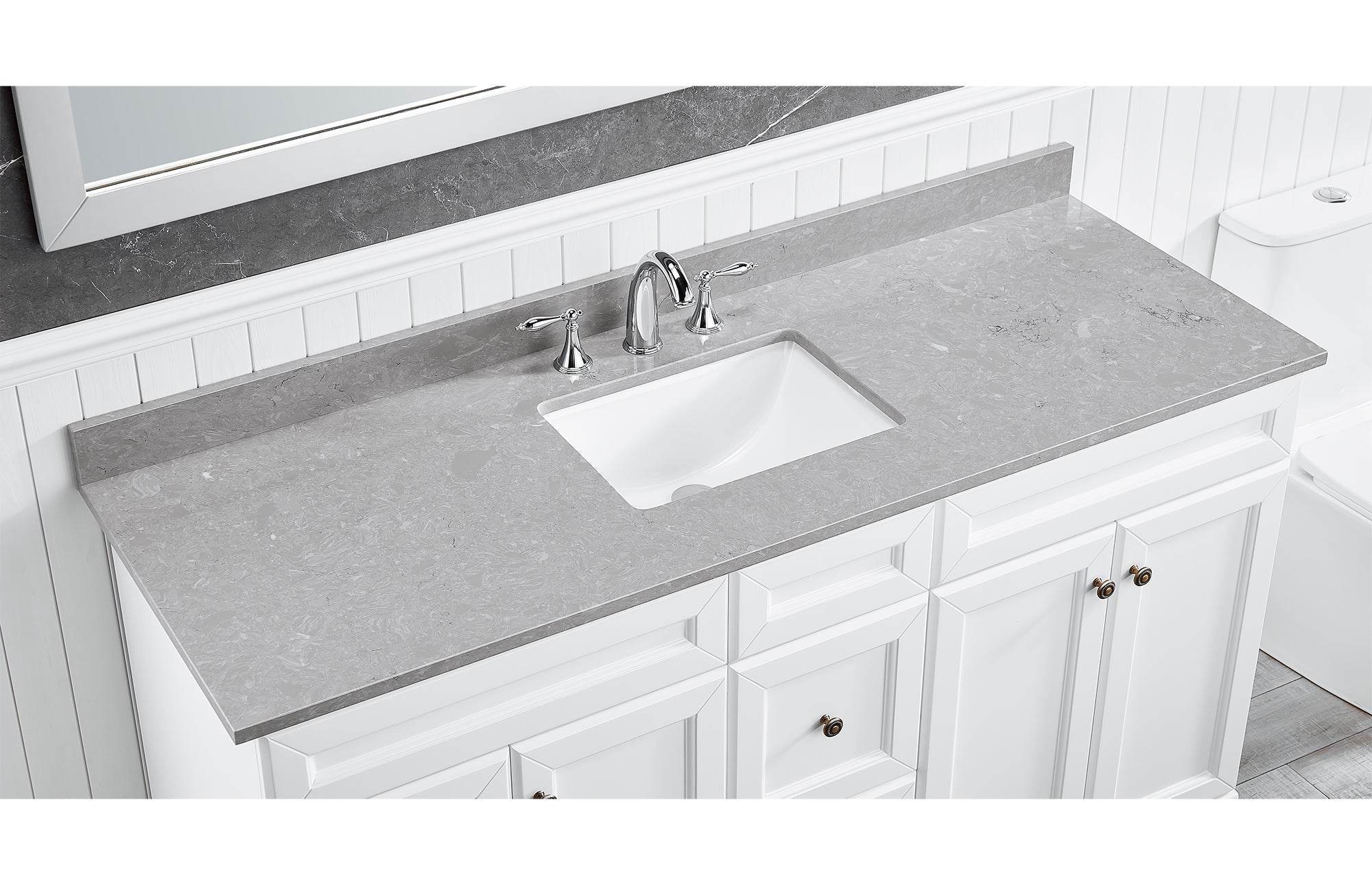 Amalfi 61"W x 22"D Engineered Marble Vanity Top with Rectangular Undermount Bowl