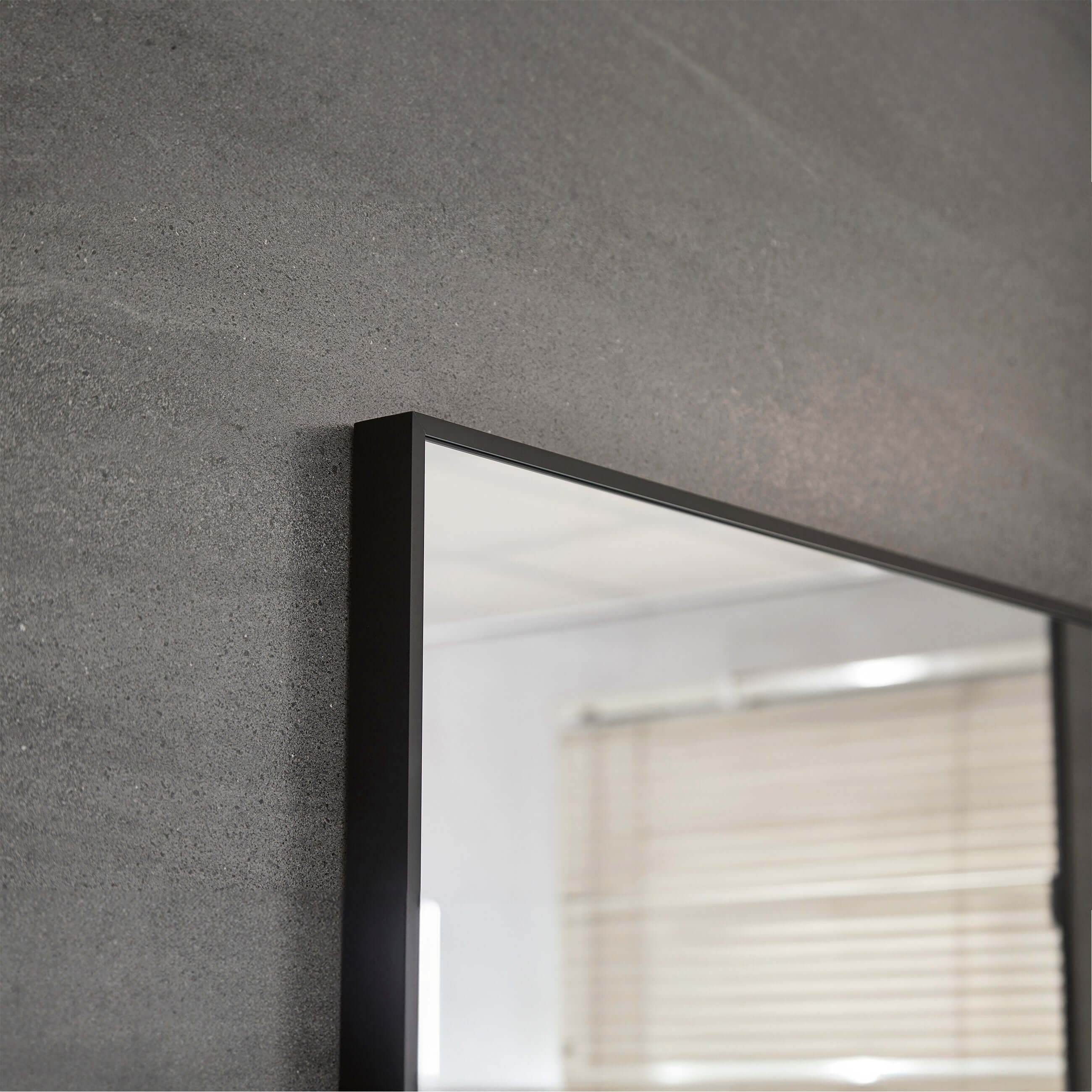 Lexi 24" x 32" Black & Chrome Framed Wall Mirror with Shelf – Water Resistant & Versatile