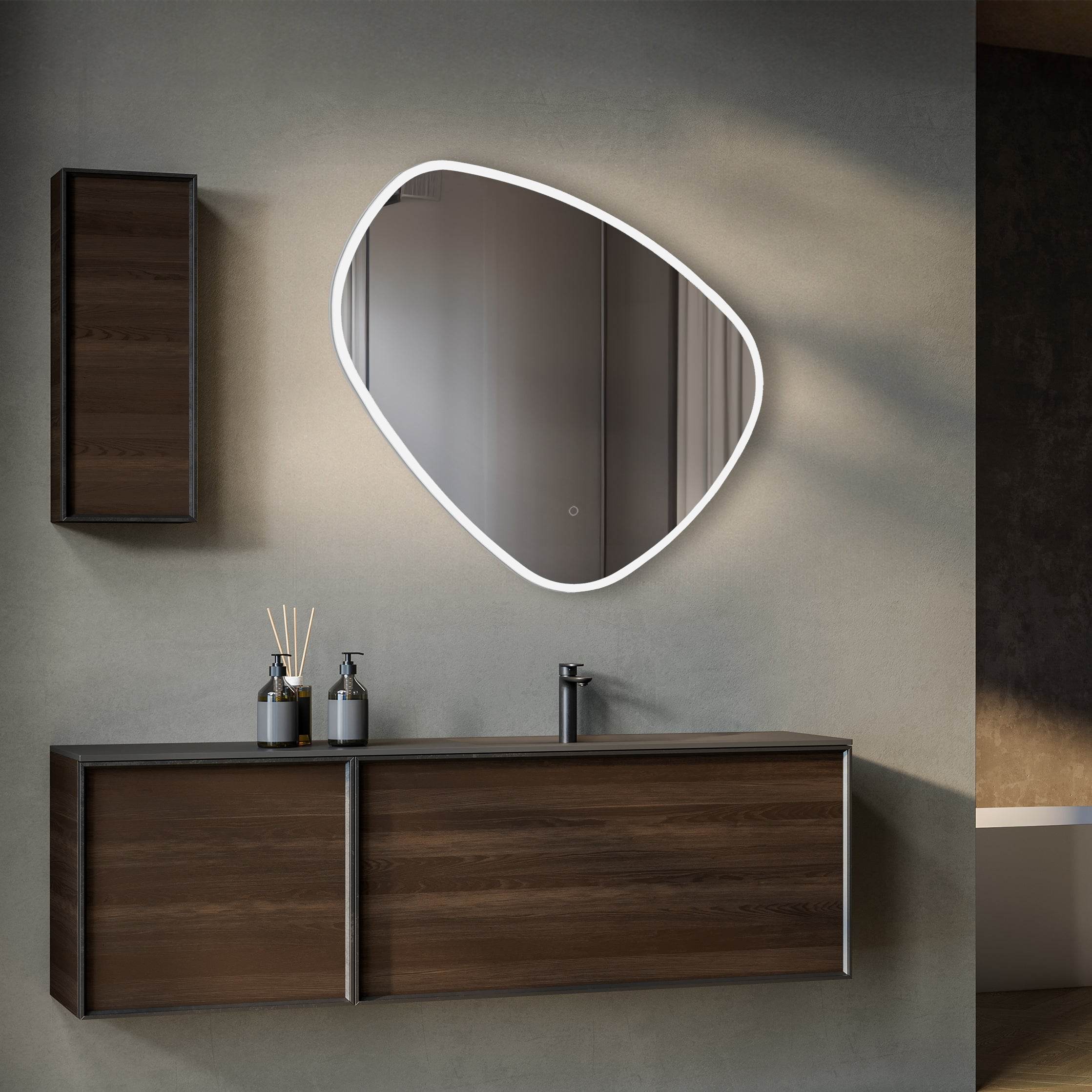 Eva Irregular Shaped LED Lighted Mirror with Dimmer & Defogger - Available in 2 Sizes - Dreamwerks