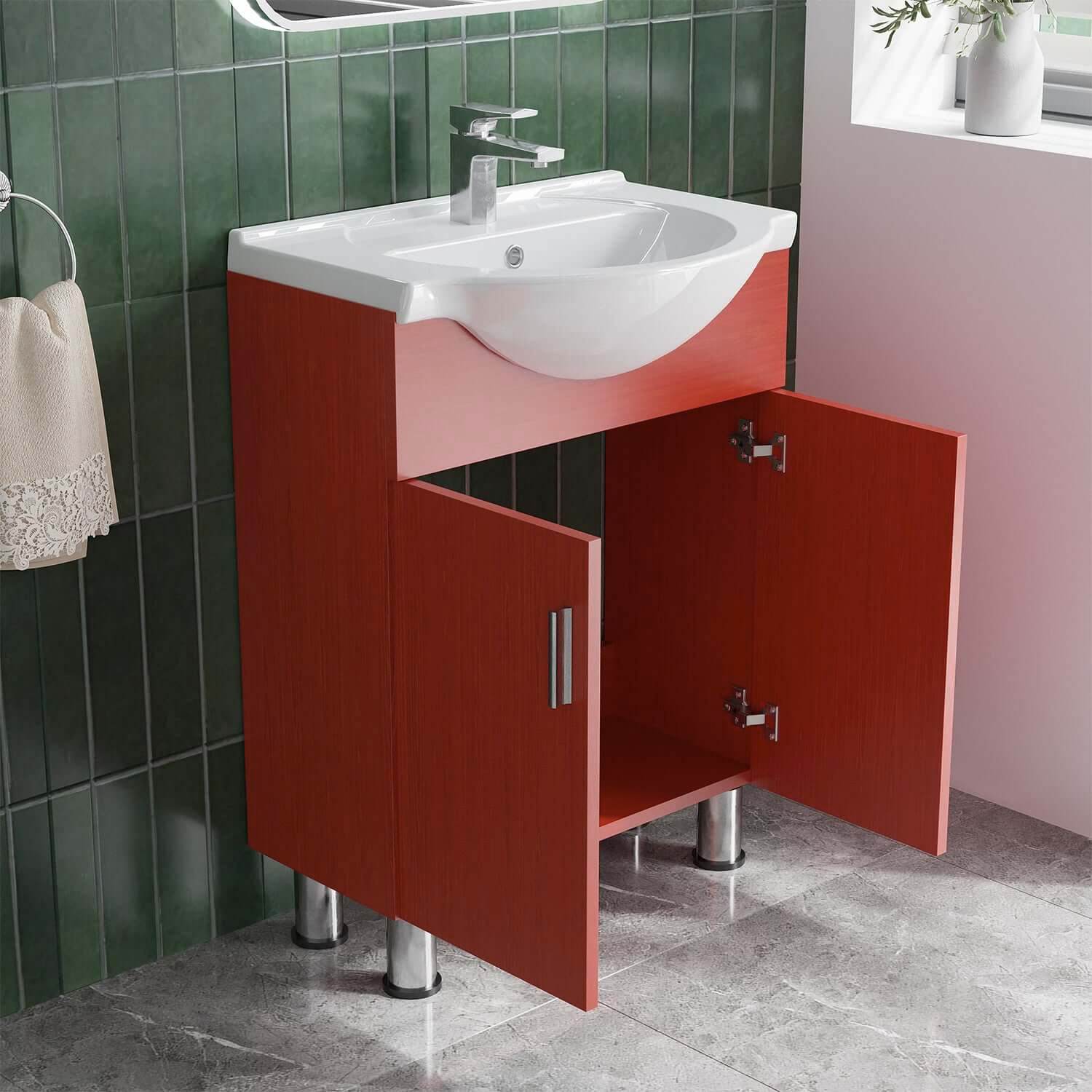 Lilly 24" W x 18" D x 34" H Euro-Style Vanity in Red with Ceramic Vanity Top in White