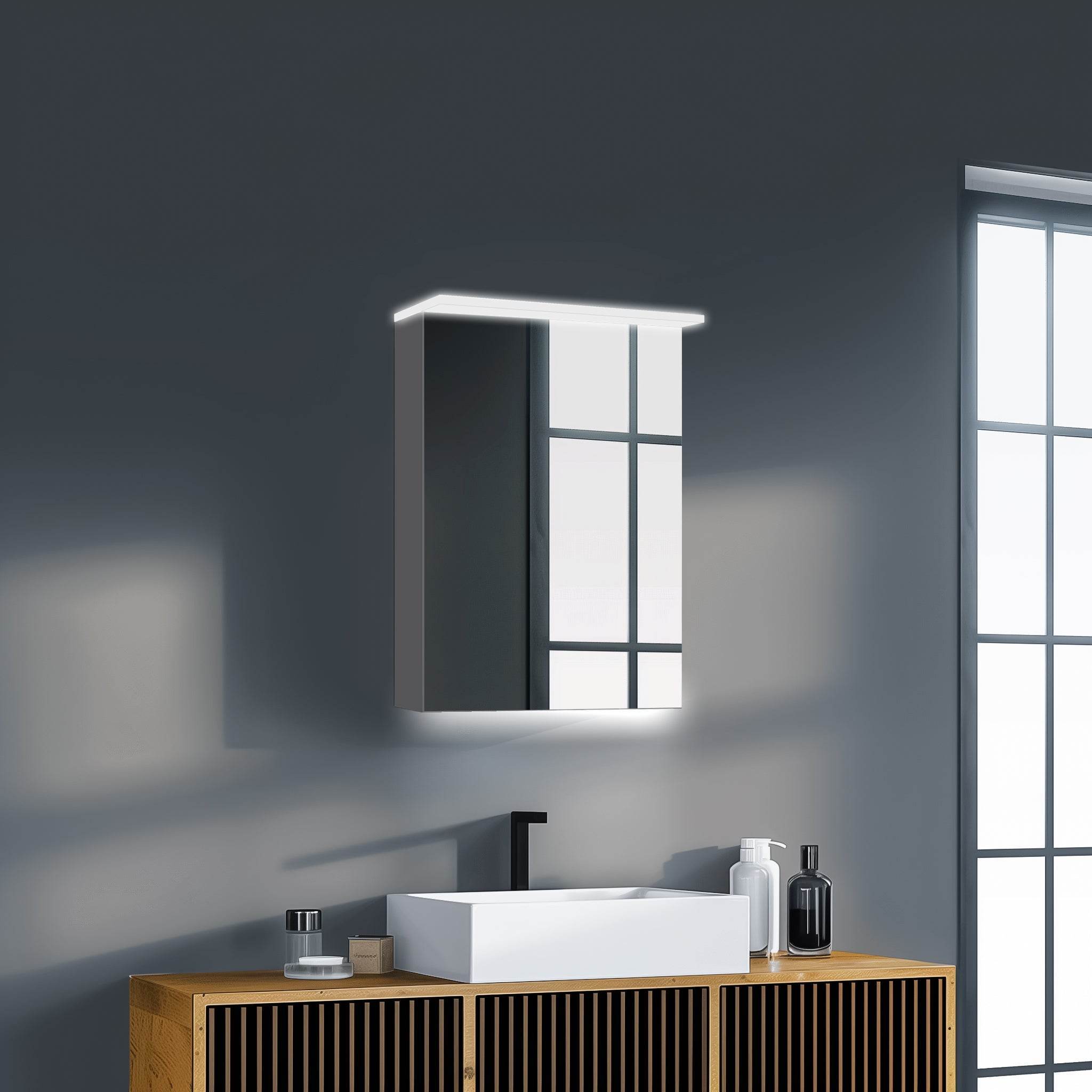 Garet 20"x28" LED Medicine Cabinet with Dimmable Lighting and Modern Bathroom Storage