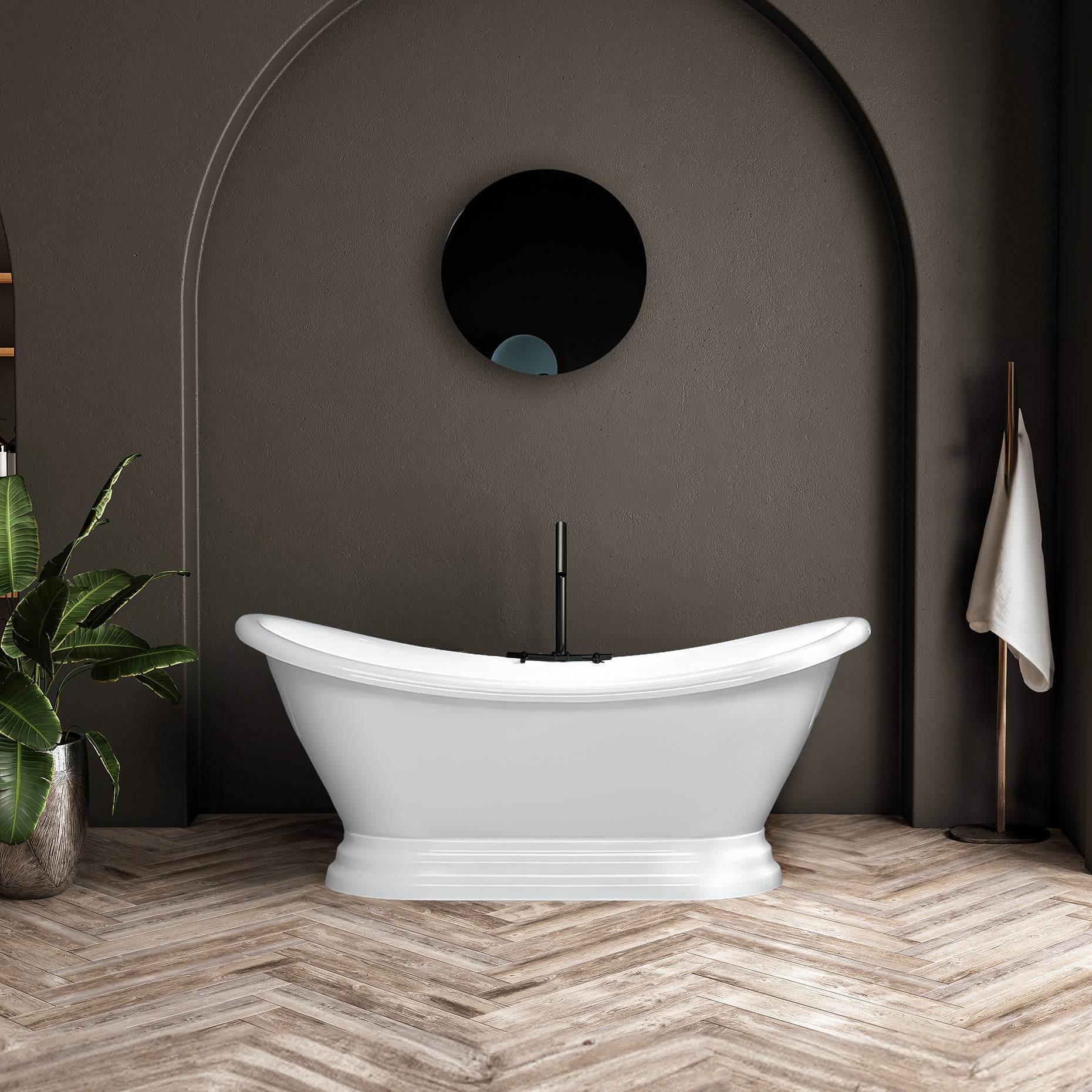 Dreamwerks 5.75 ft. acrylic freestanding pedestal bathtub β 30" wide ergonomic soaking tub