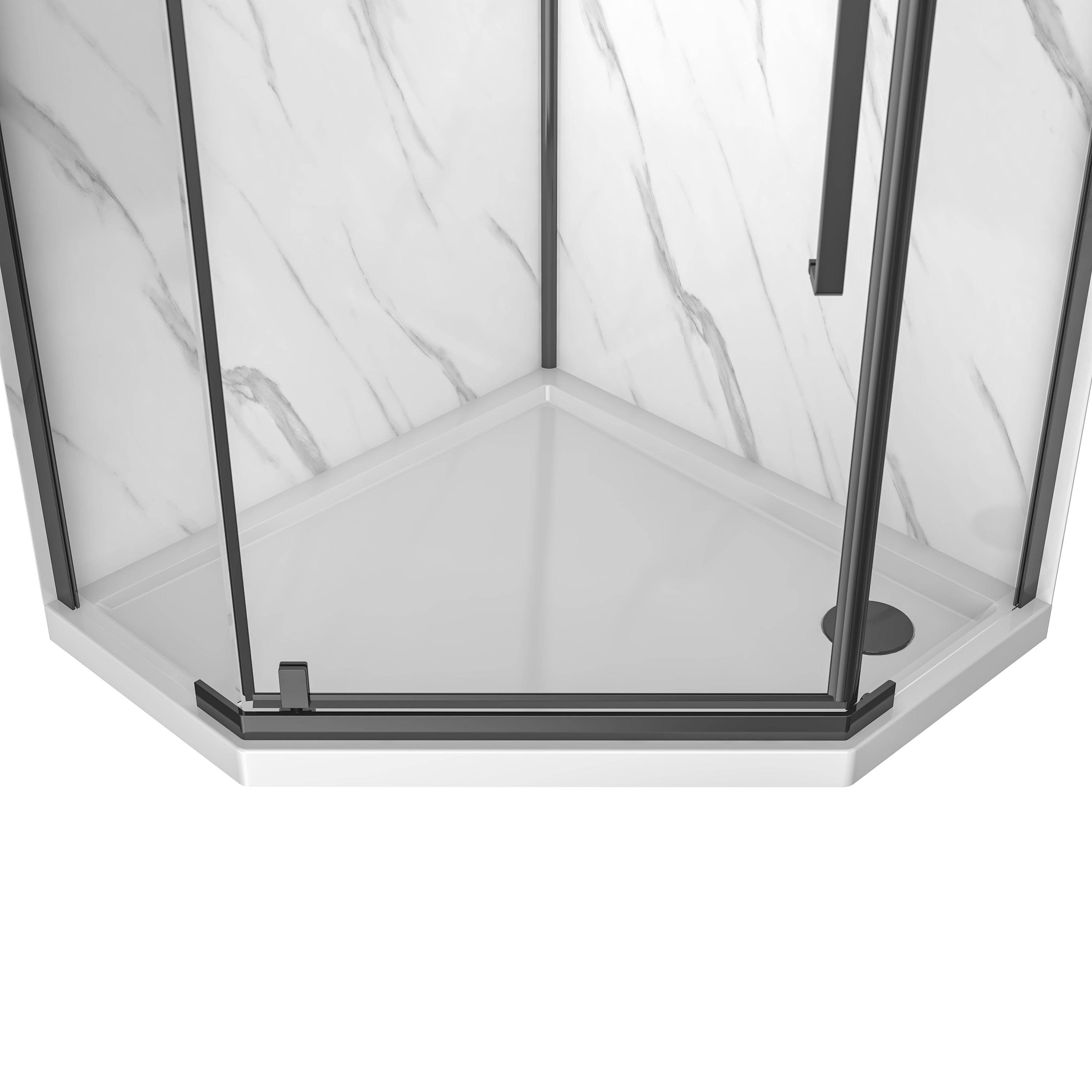 Capri 38 in. W x 38 in. D x 79 in. H Neo Angle Black Shower Kit