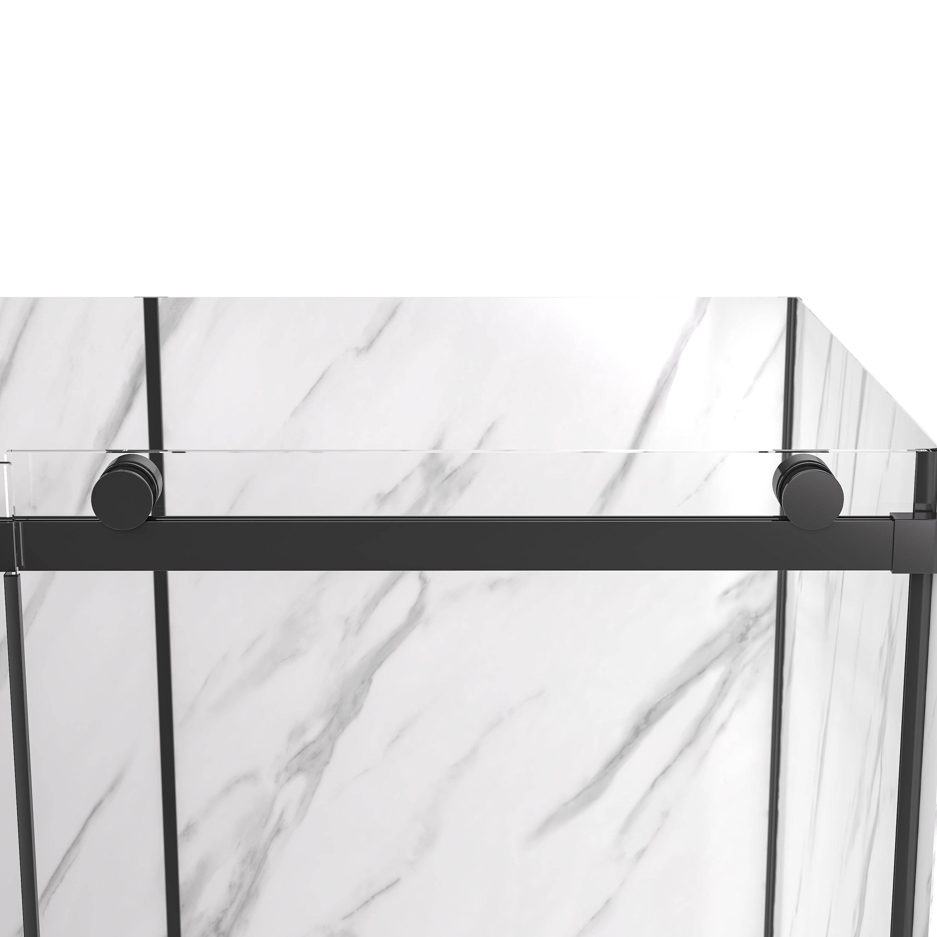 Alexandria 60 in. W x 32 in. D x 78.6 in. H Alcove Rectangular Black Shower Kit - Dreamwerks