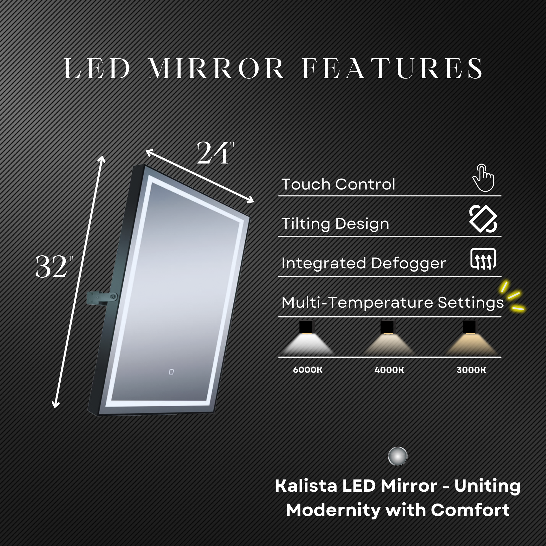 Kalista 24"W x 32"H Pivoting LED Mirror - Dreamwerks