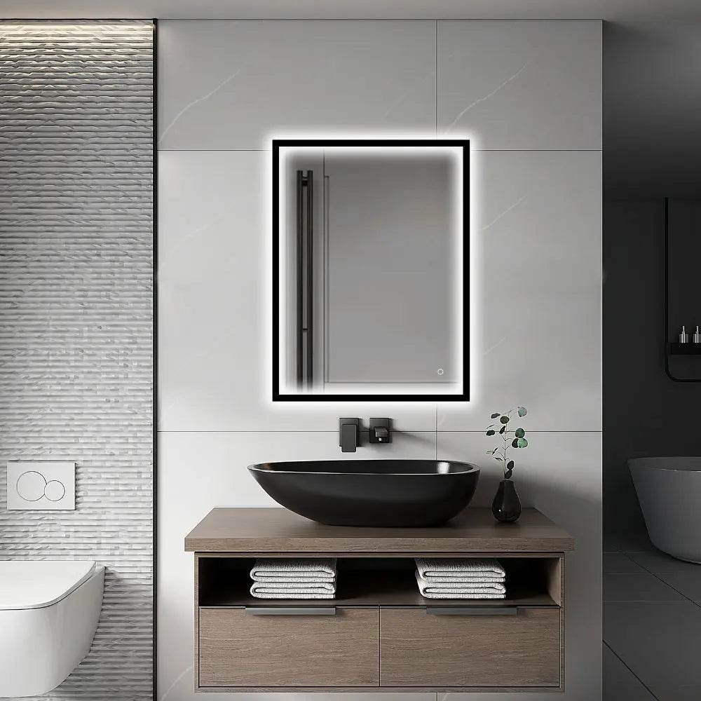 LEO Front & Backlit LED Lighted Mirror with Dimmer & Defogger - Available in 2 Sizes - Dreamwerks