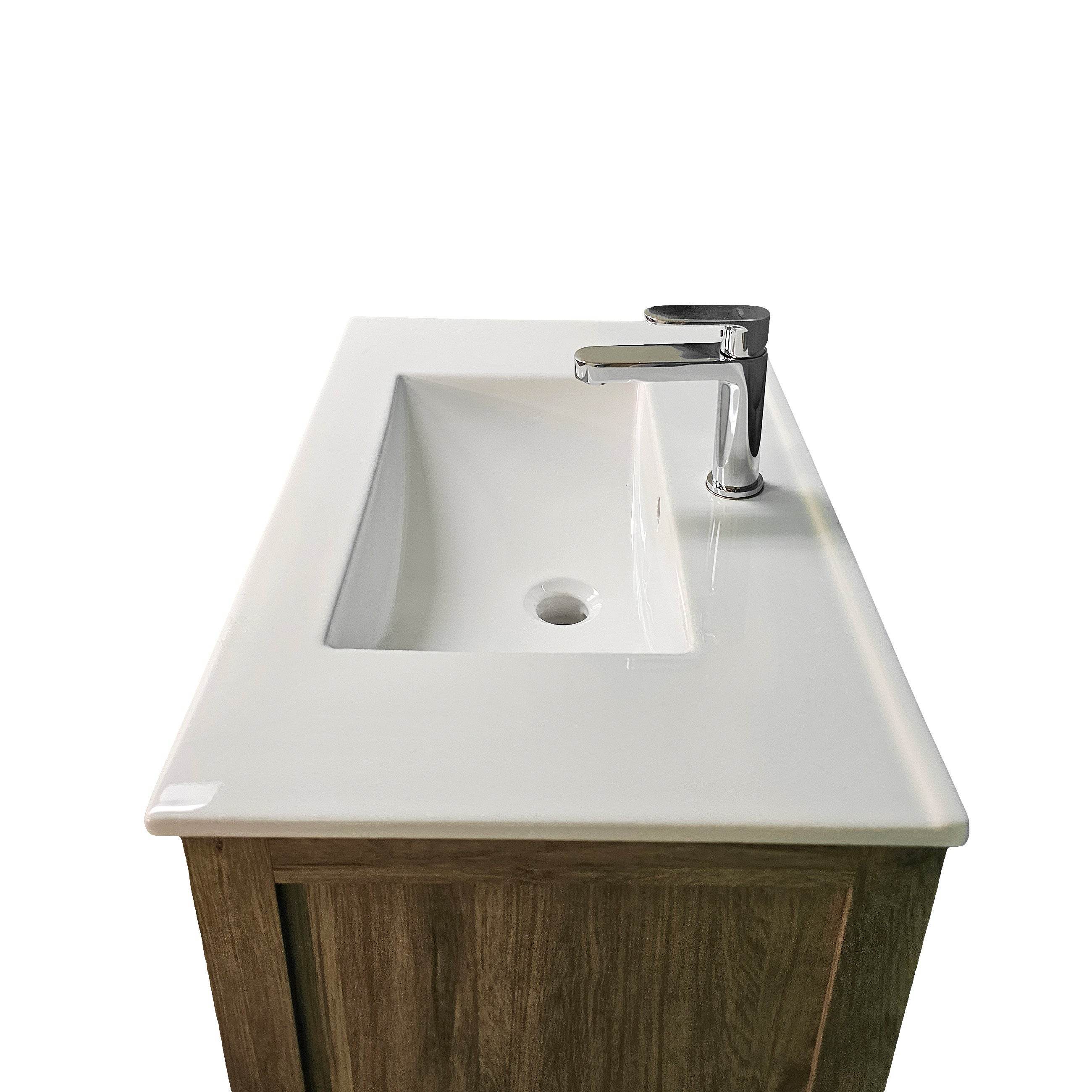 Livorno 30" W x 19" D x 33" H Vanity with White Ceramic Vanity Top in Woodgrain Finish - Dreamwerks
