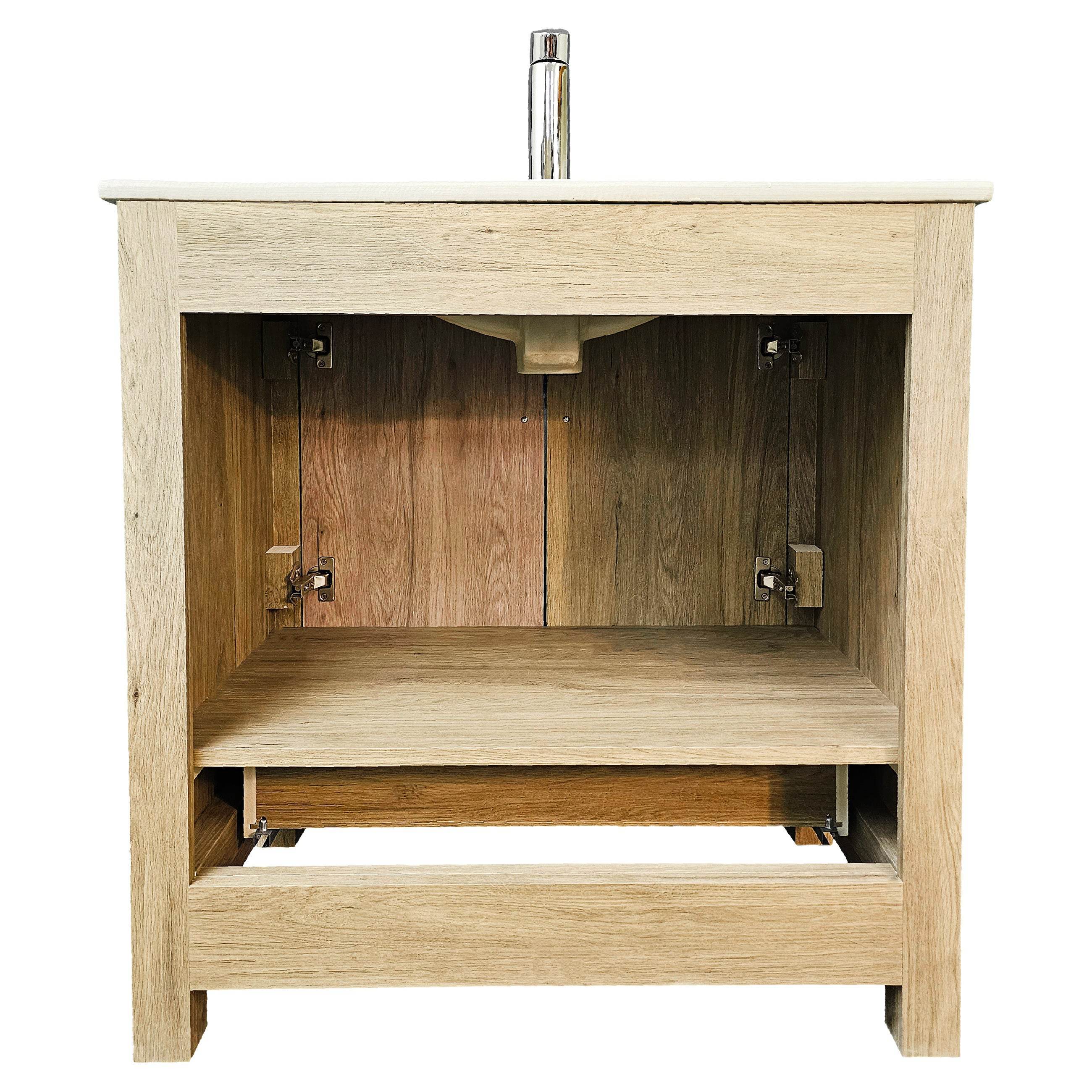 Livorno 30" W x 19" D x 33" H Vanity with White Ceramic Vanity Top in Woodgrain Finish - Dreamwerks