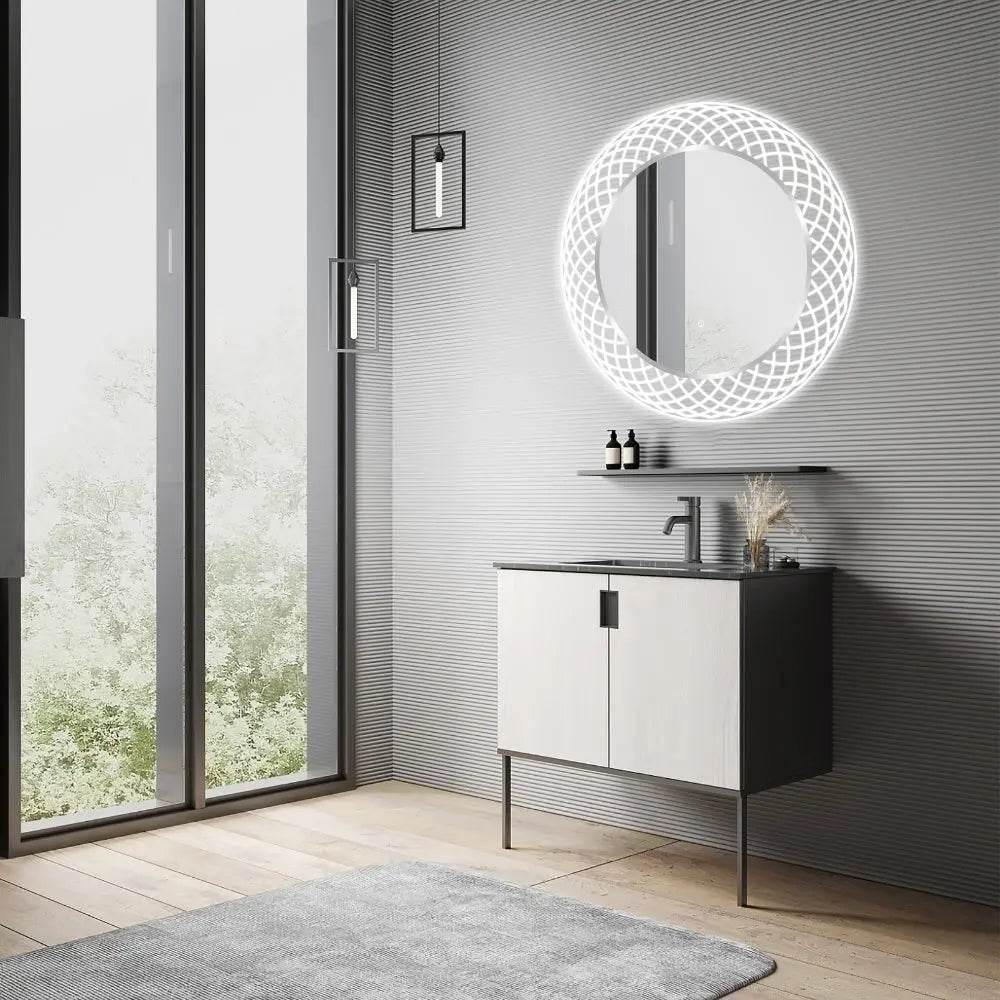 Liza Round LED Lighted Mirror with Dimmer & Defogger - Available in 2 Sizes - Dreamwerks