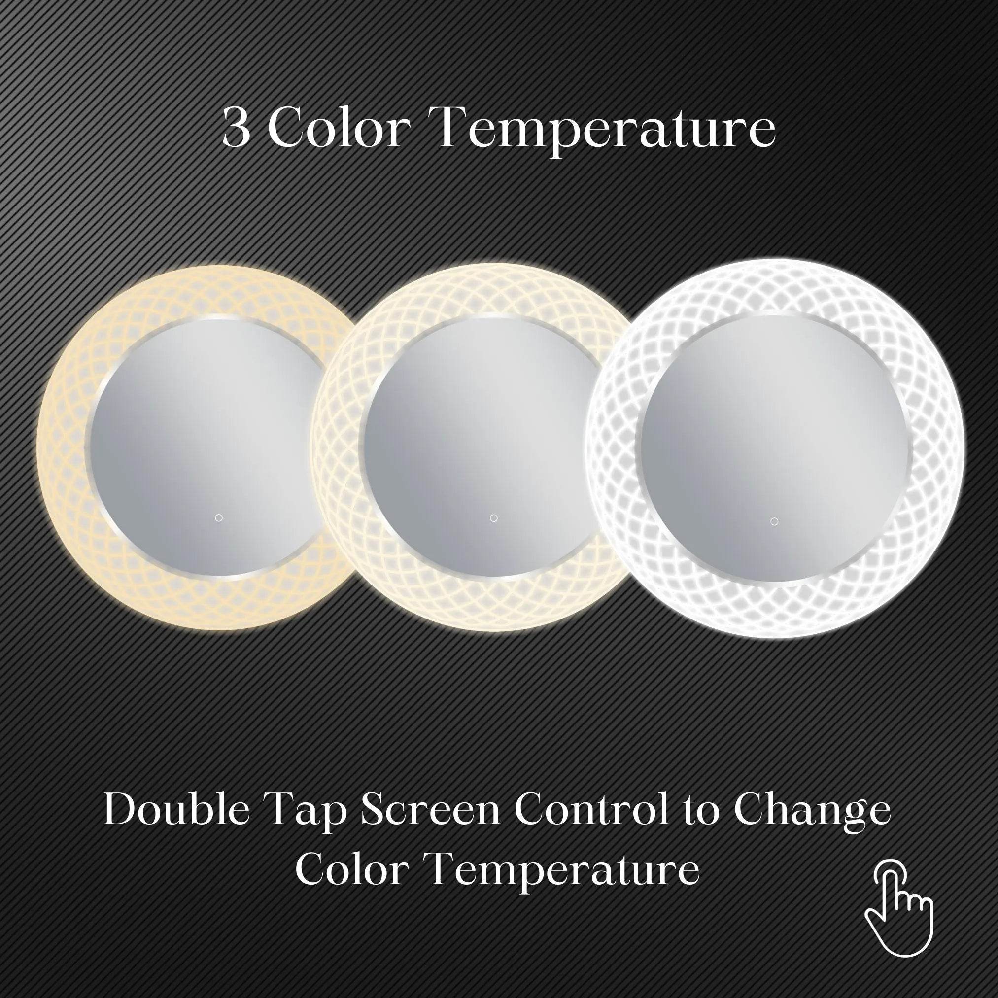 Liza Round LED Lighted Mirror with Dimmer & Defogger - Available in 2 Sizes - Dreamwerks