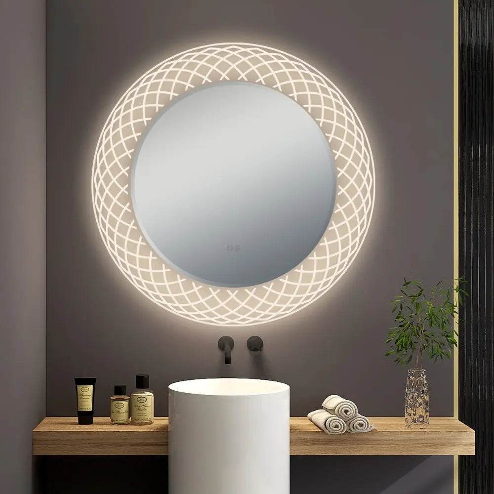 Liza Round LED Lighted Mirror with Dimmer & Defogger - Available in 2 Sizes - Dreamwerks