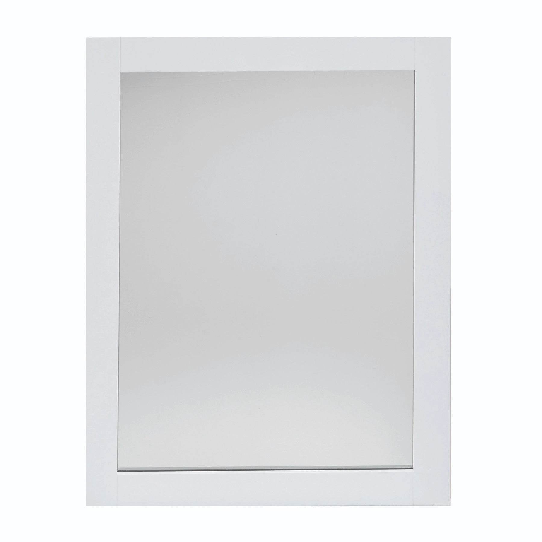 Maison 24 inch solid wood contemporary vanity mirror with beveled glass, white lacquered finish
