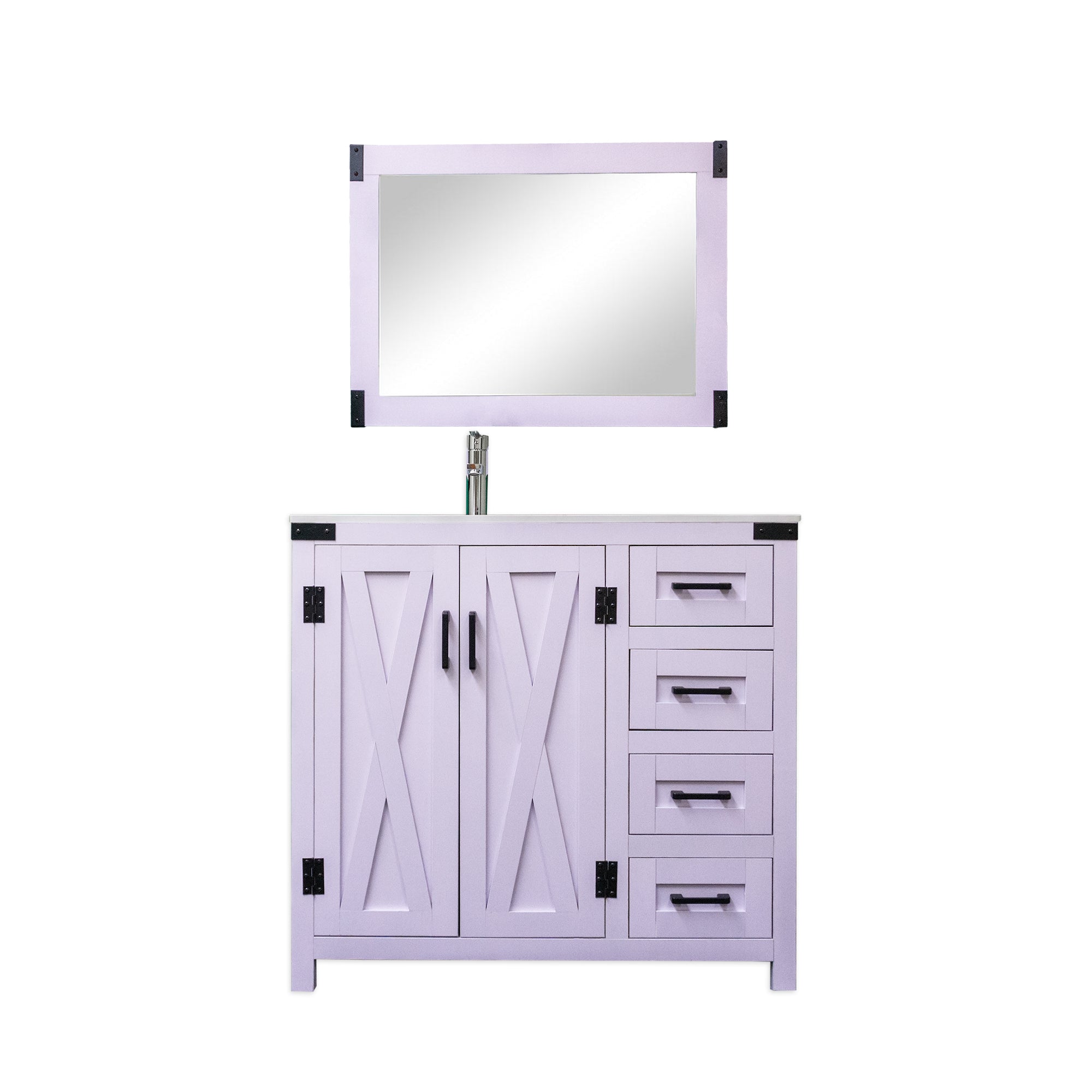 Salerno 36" W x 21.5" D x 33.5" H White Lilac Vanity with Cultured Marble Vanity Top and Mirror