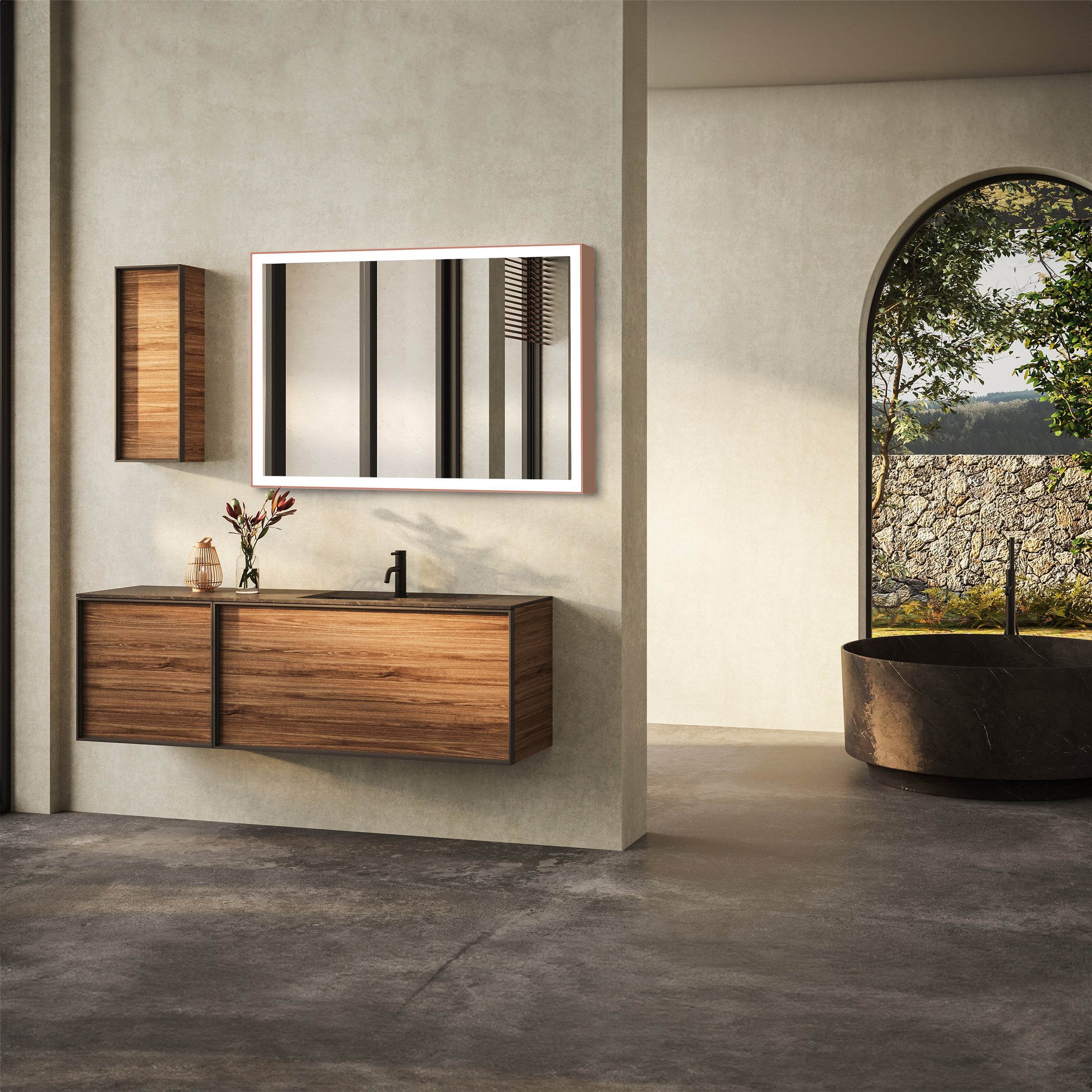 Rose Gold Dimmable LED Mirror 40"W x 24"H β Luxury Bathroom Mirror for Stylish Home Decor