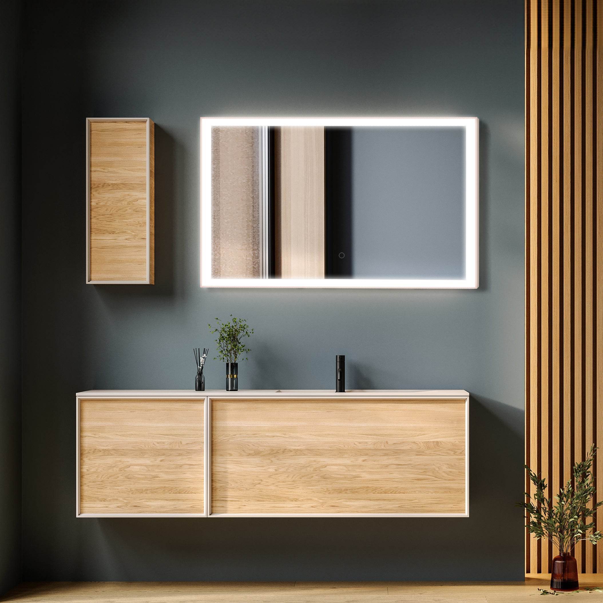 Rose Gold Dimmable LED Mirror 40"W x 24"H – Luxury Bathroom Mirror for Stylish Home Decor