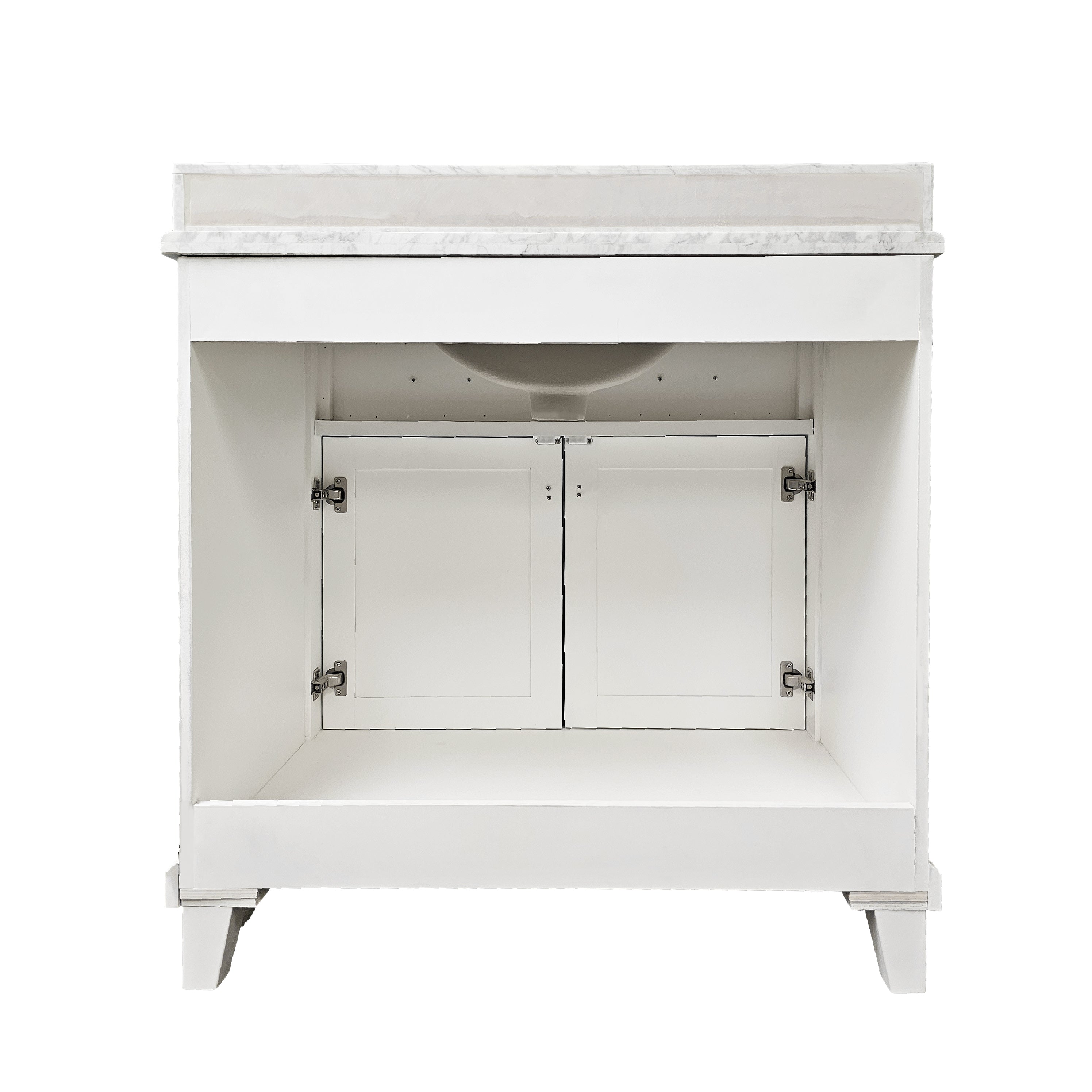 Addison 36"W x 22.4"D x 35"H White Vanity w/ Solid Wood & Carrara Marble Top