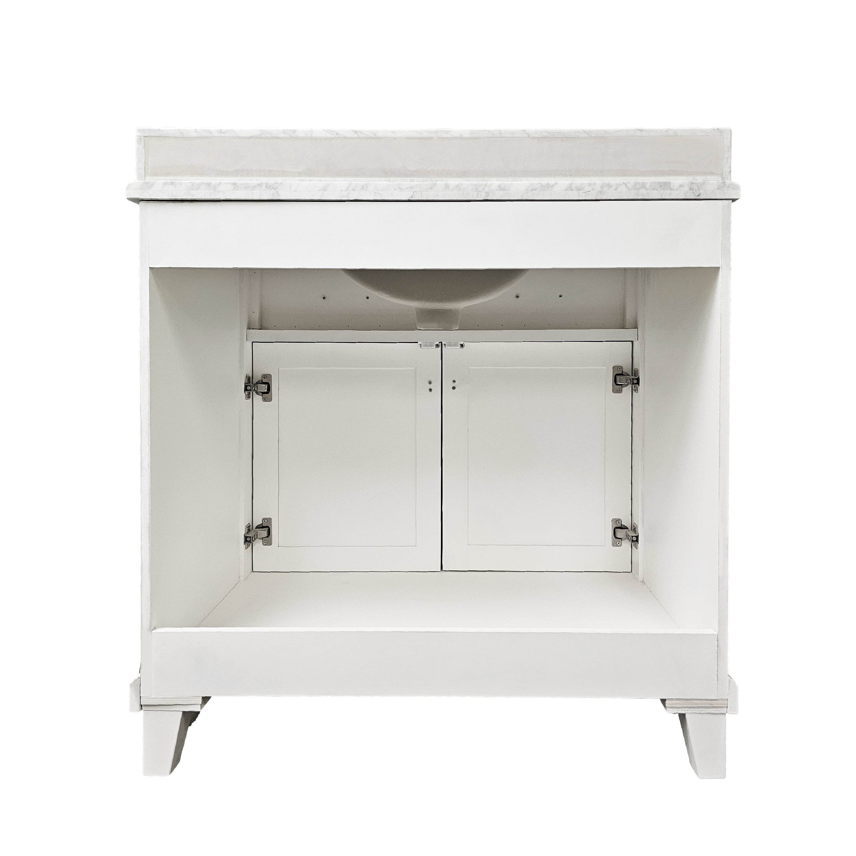 Bathroom Vanity in White with Solid Wood & Carrara Marble Top - Available in 3 sizes - Dreamwerks