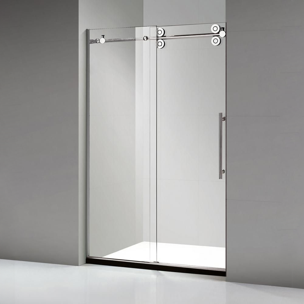 Dreamwerks 60 in. x 79 in. Frameless Sliding Shower Door in Stainless Steel - Dreamwerks
