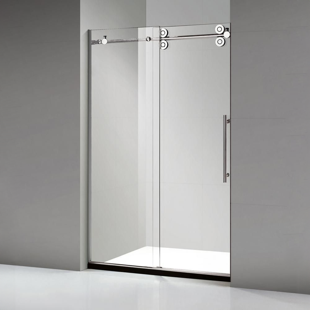 Dreamwerks 60 in. x 79 in. Frameless Sliding Shower Door in Stainless Steel