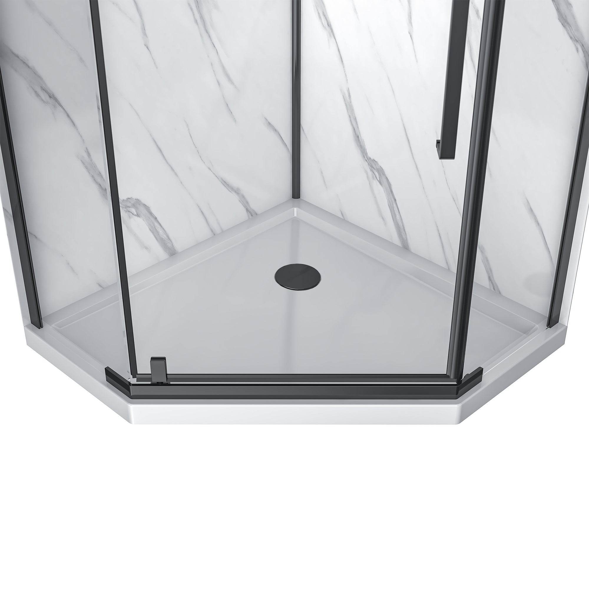 Capri 38 in. W x 38 in. D x 79 in. H Neo Angle Black Shower Kit - Dreamwerks
