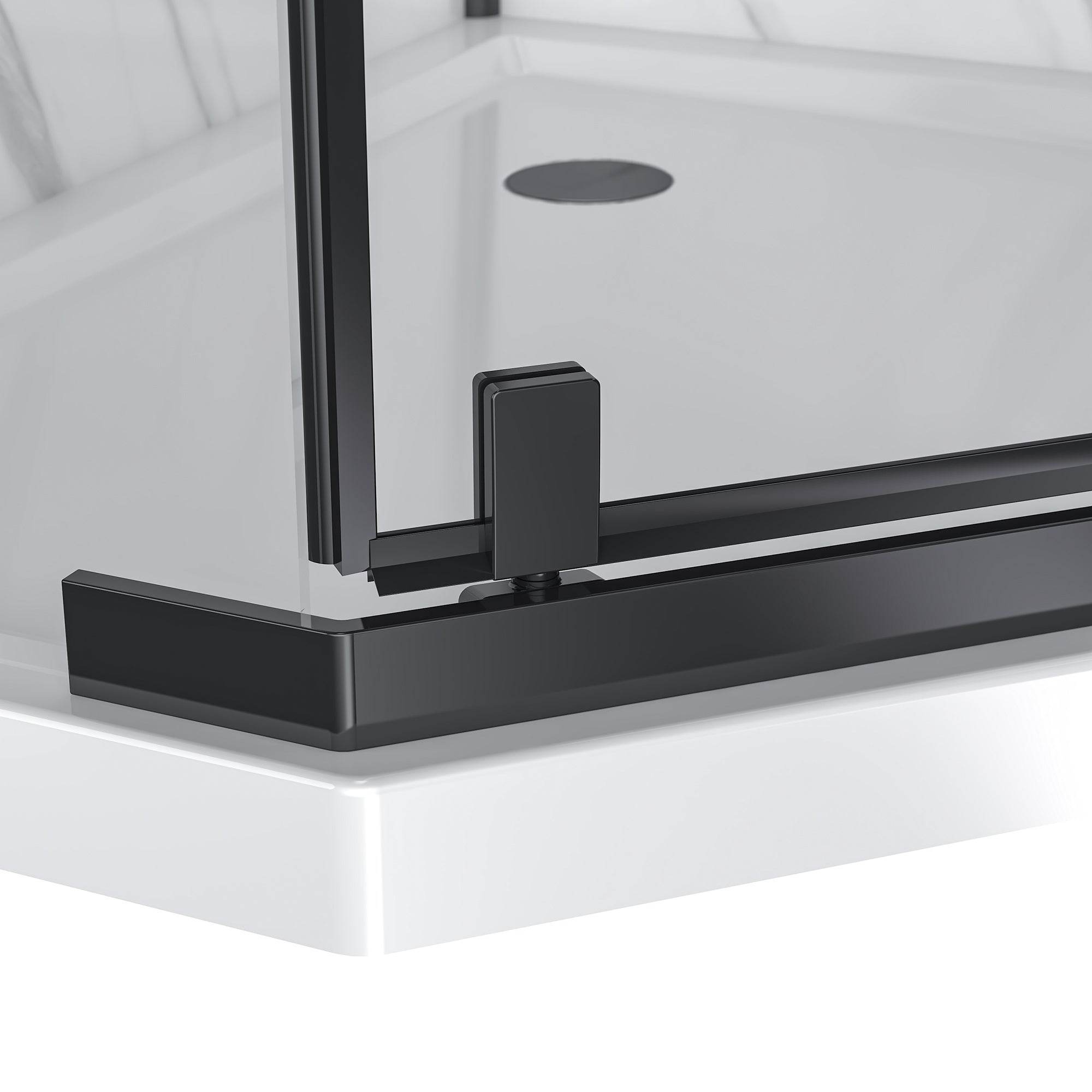 Capri 38 in. W x 38 in. D x 79 in. H Neo Angle Black Shower Kit - Dreamwerks