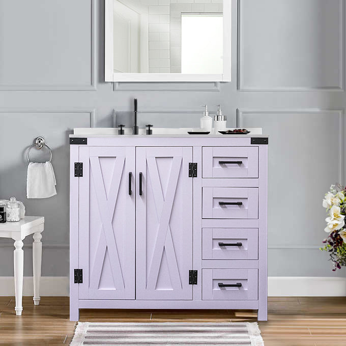 Salerno 36" W x 21.5" D x 33.5" H White Lilac Vanity with Cultured Marble Vanity Top - Dreamwerks