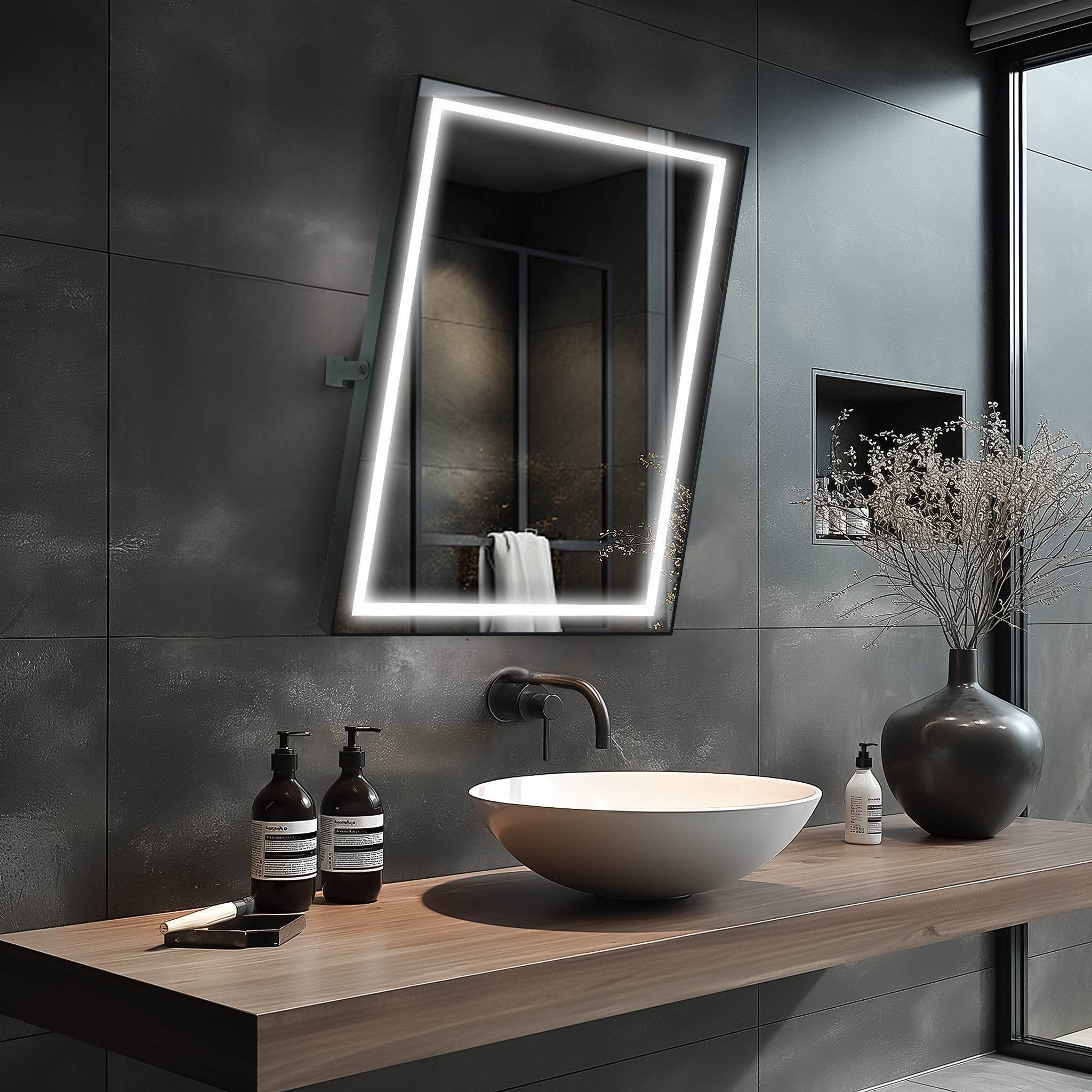 Kalista 24"x32" Pivot Mirror with High-Performance LED Lighting – Modern Luxury Bathroom Decor