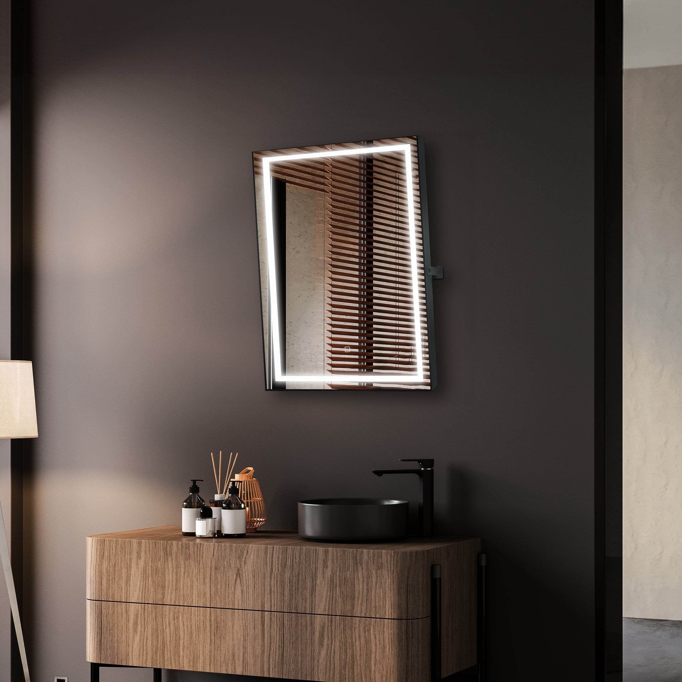Kalista 24"x32" Pivot Mirror with High-Performance LED Lighting – Modern Luxury Bathroom Decor