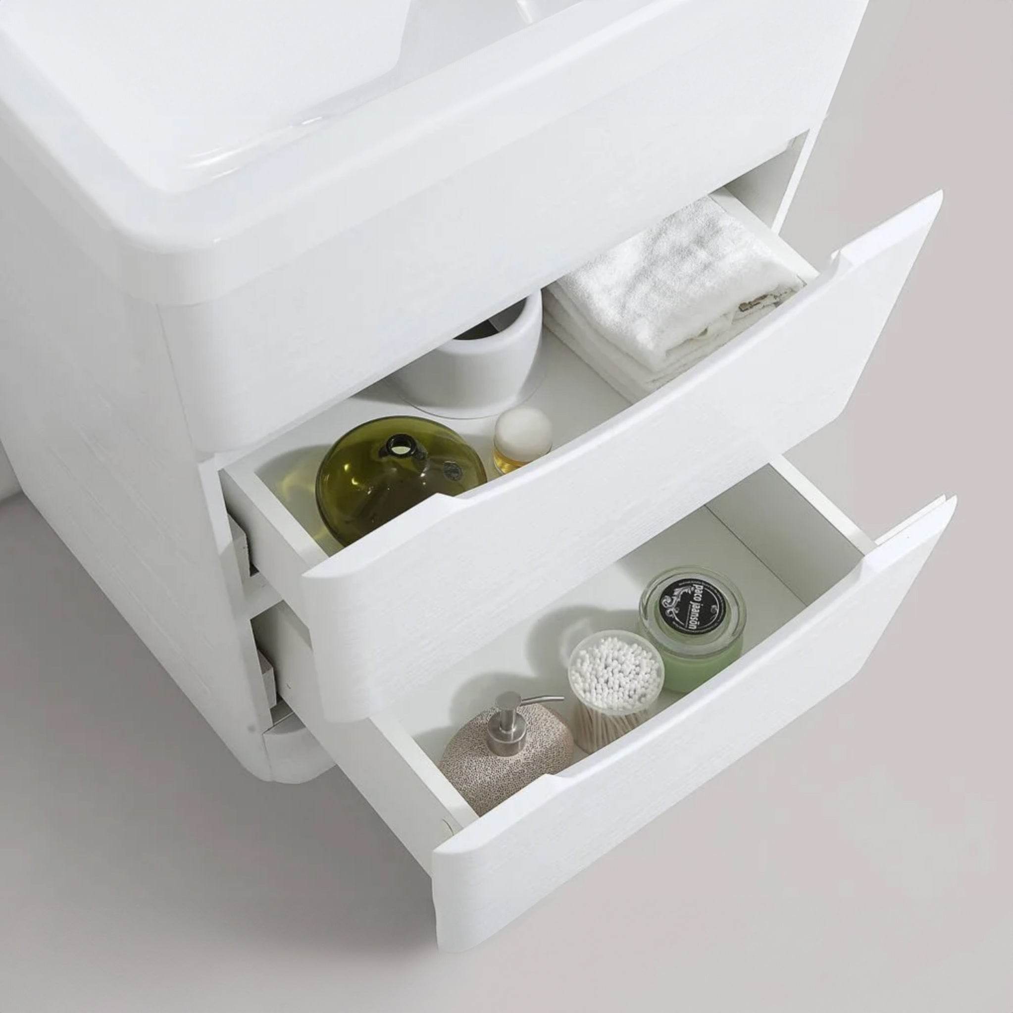 Stockholm 24" W x 18" D x 33" H Bathroom Vanity in White with Ceramic Vanity Top - Dreamwerks