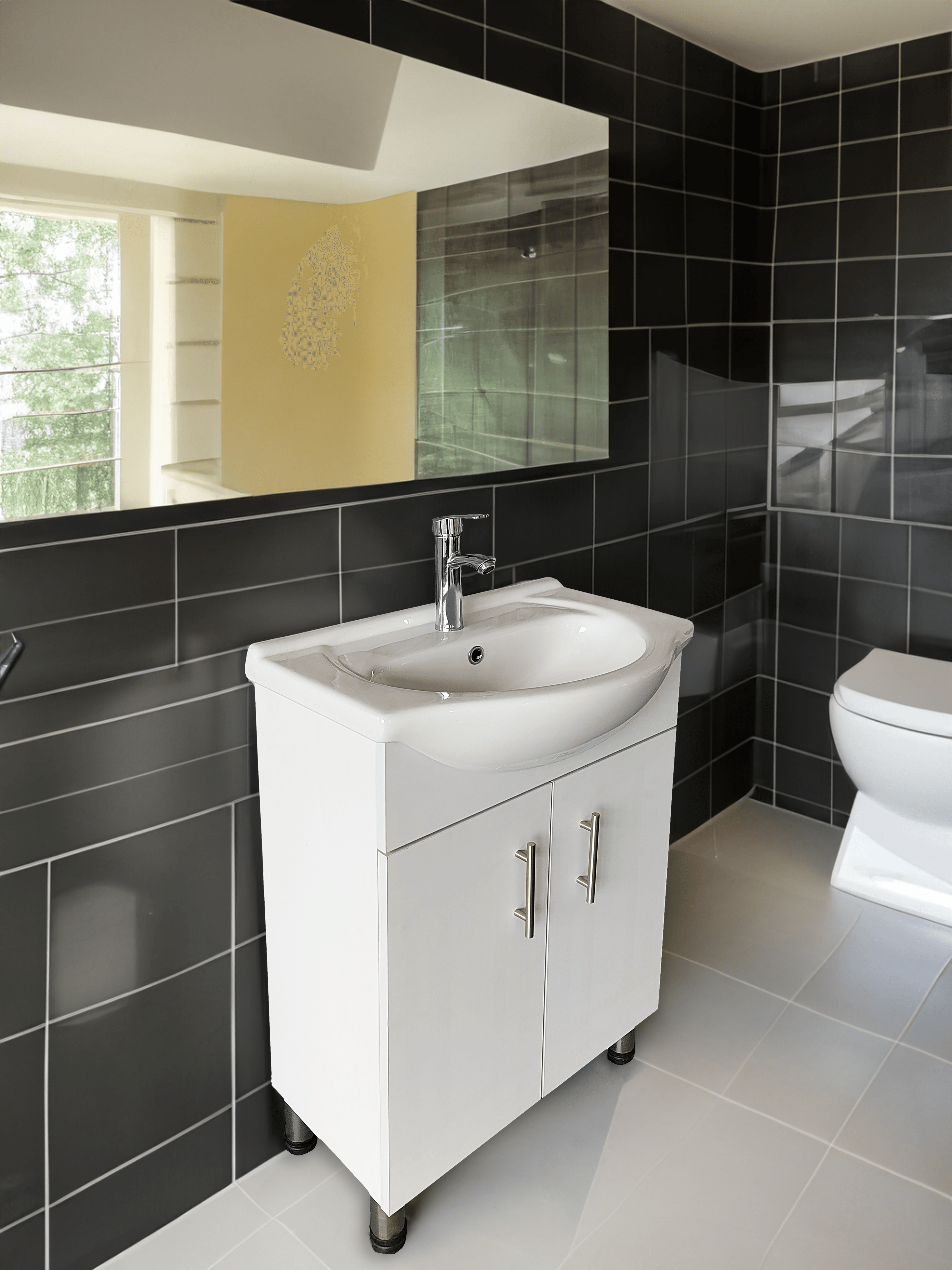 Lilly 24" W x 18" D x 34" H Euro-Style Vanity in White with Ceramic Vanity Top - Dreamwerks