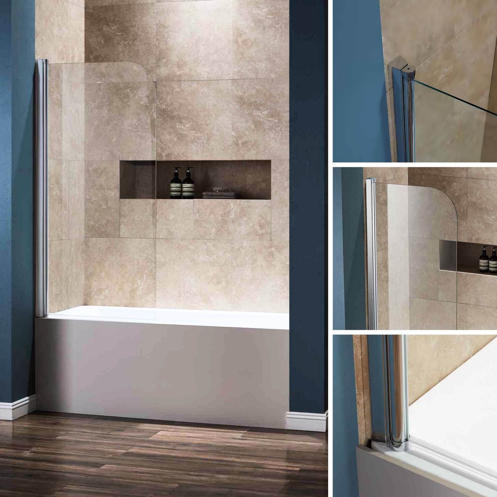 Dreamwerks 30 in. W x 59 in. H Clear Glass Frameless Pivot Tub Door in Chrome - Dreamwerks