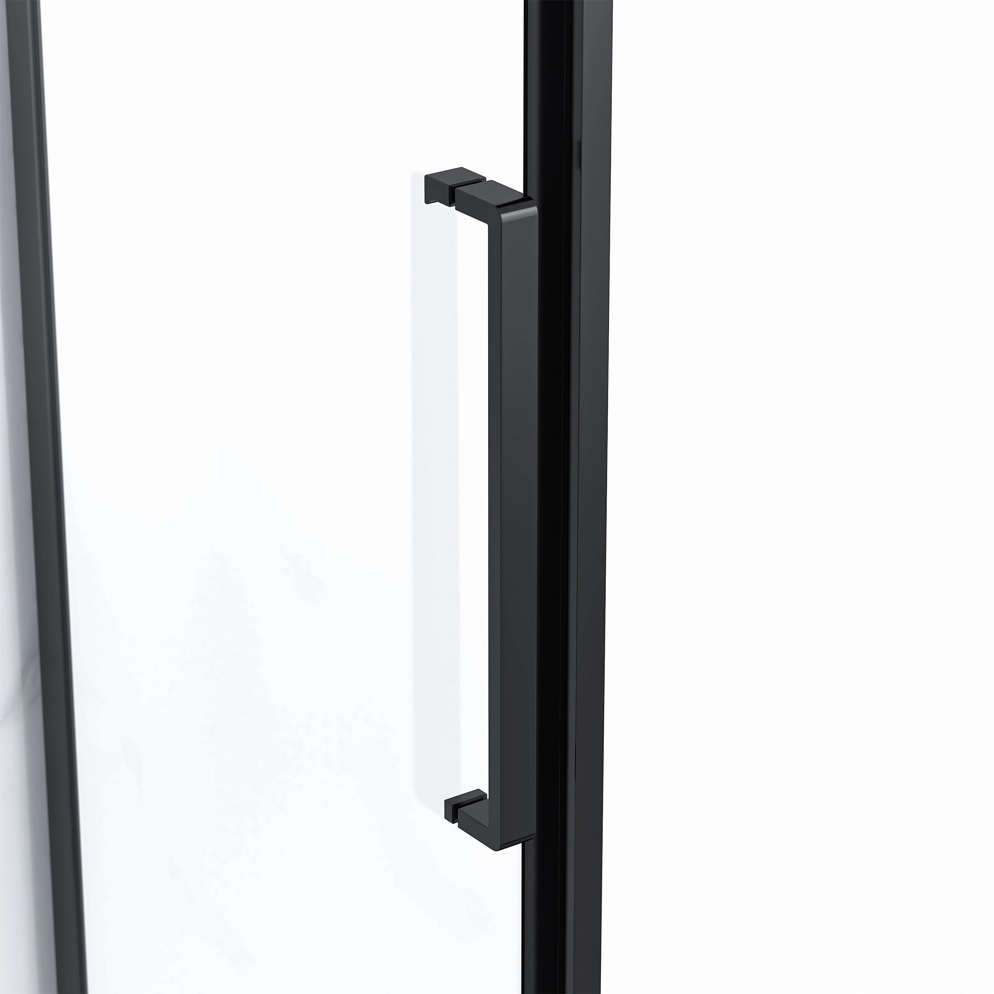 Dreamwerks Glass door with black aluminum handle on a white background