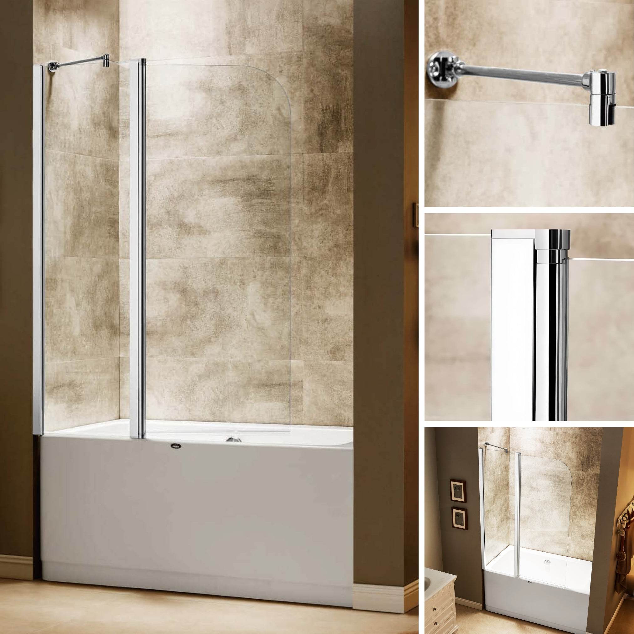 Dreamwerks 43"W x 59"H Frameless Pivot Tub Door in Chrome - Available in Clear or Frosted Glass - Dreamwerks