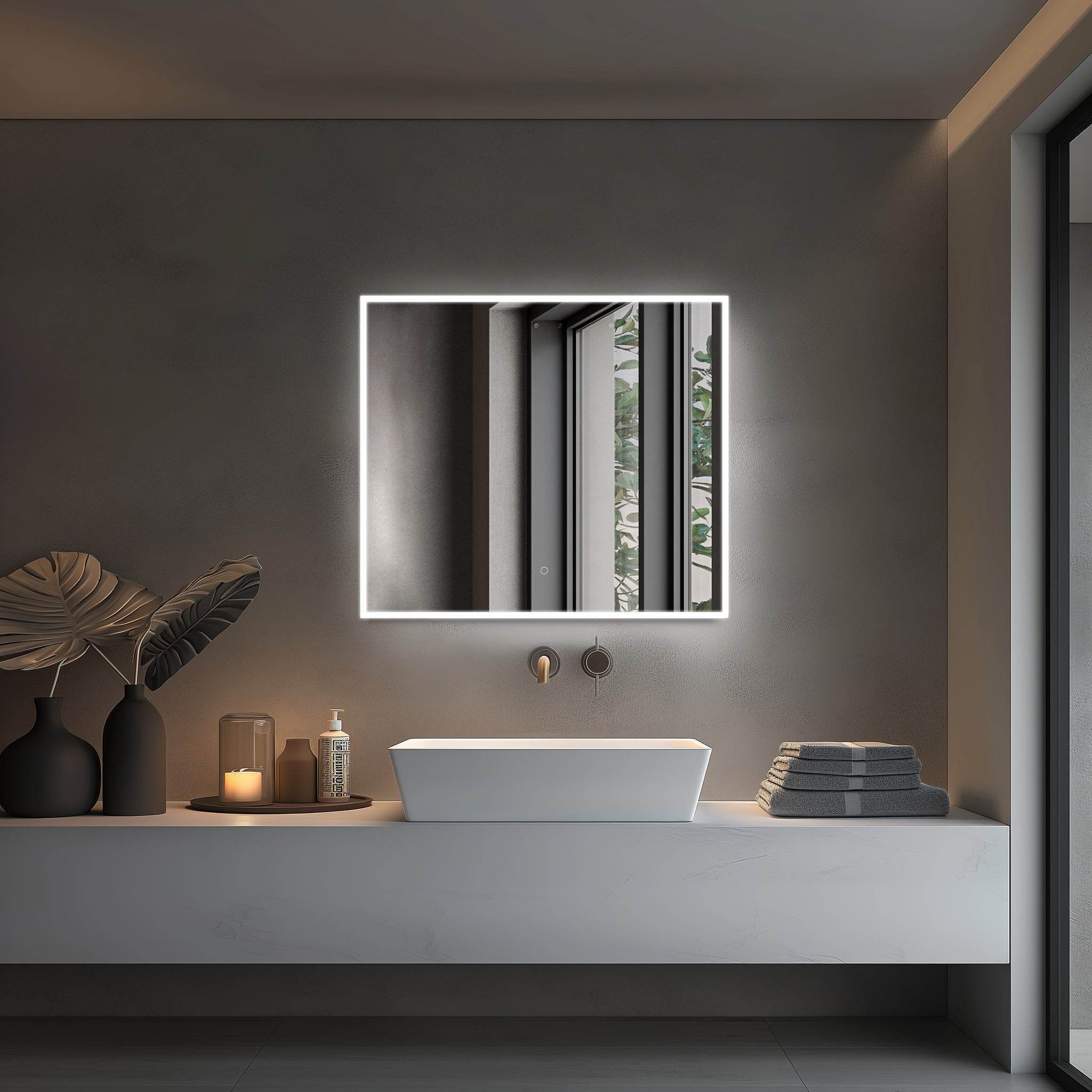 Camila Frameless LED Mirror with Defogger and Integrated Touch Switch - Available in 4 Sizes - Dreamwerks