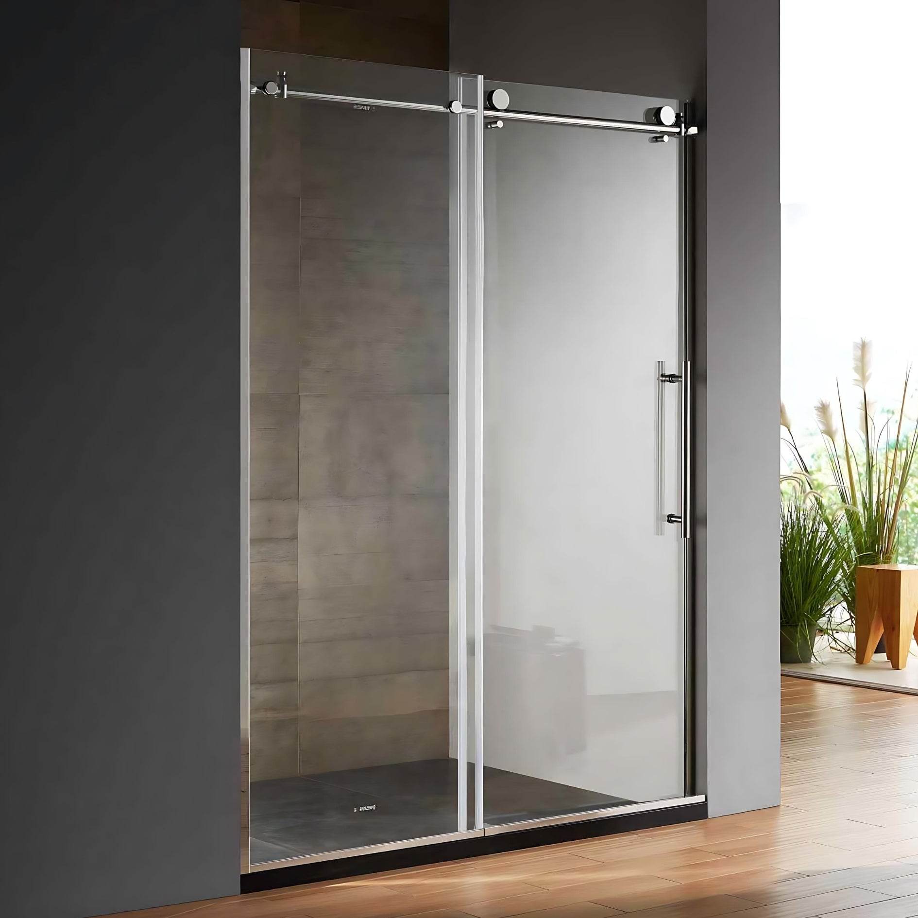 48 inch chrome shower door with clear tempered glass – modern luxury bathroom fixture