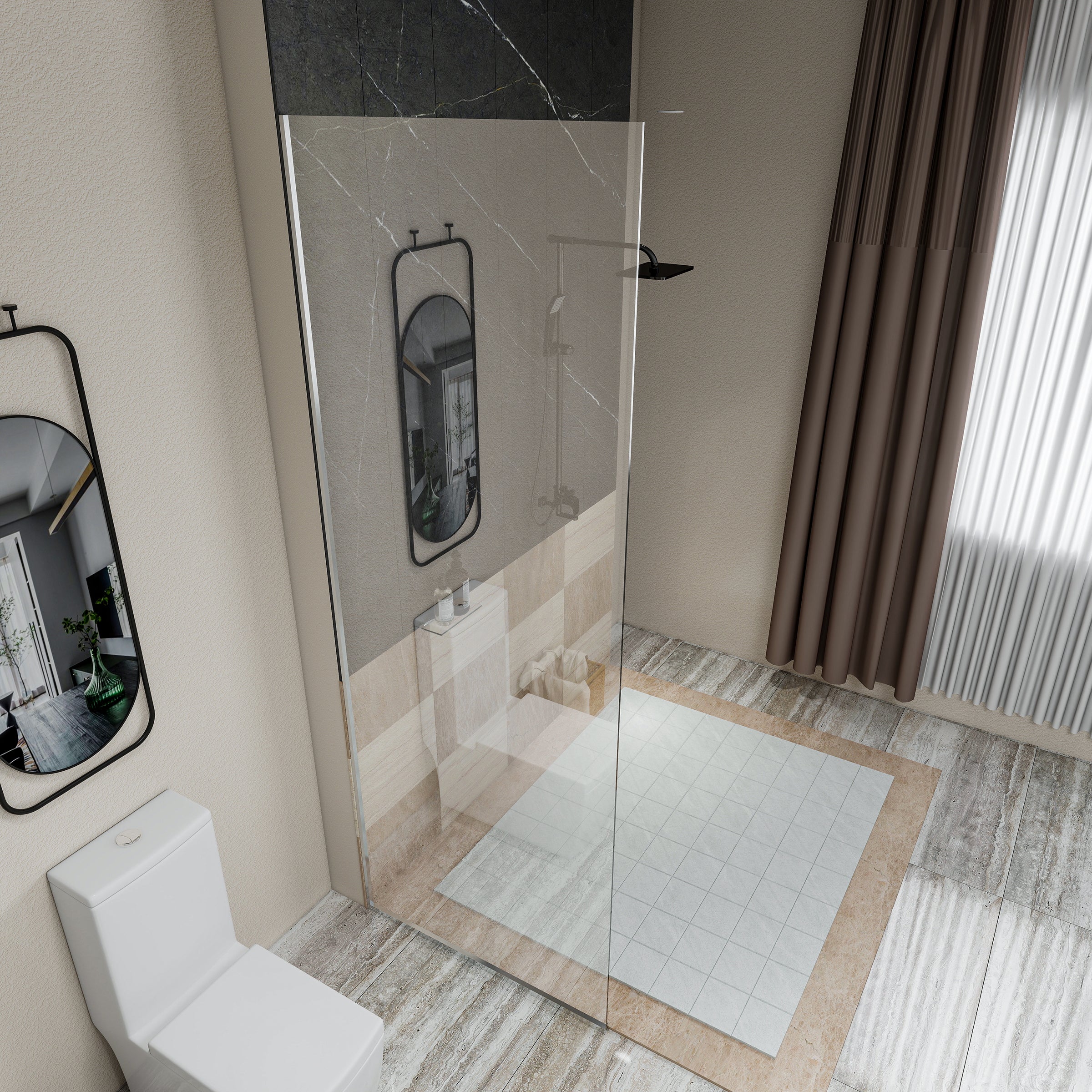 Dreamwerks 32"W x 79"H Frameless Fixed Shower Door in Chrome - Available in Clear or Frosted Glass