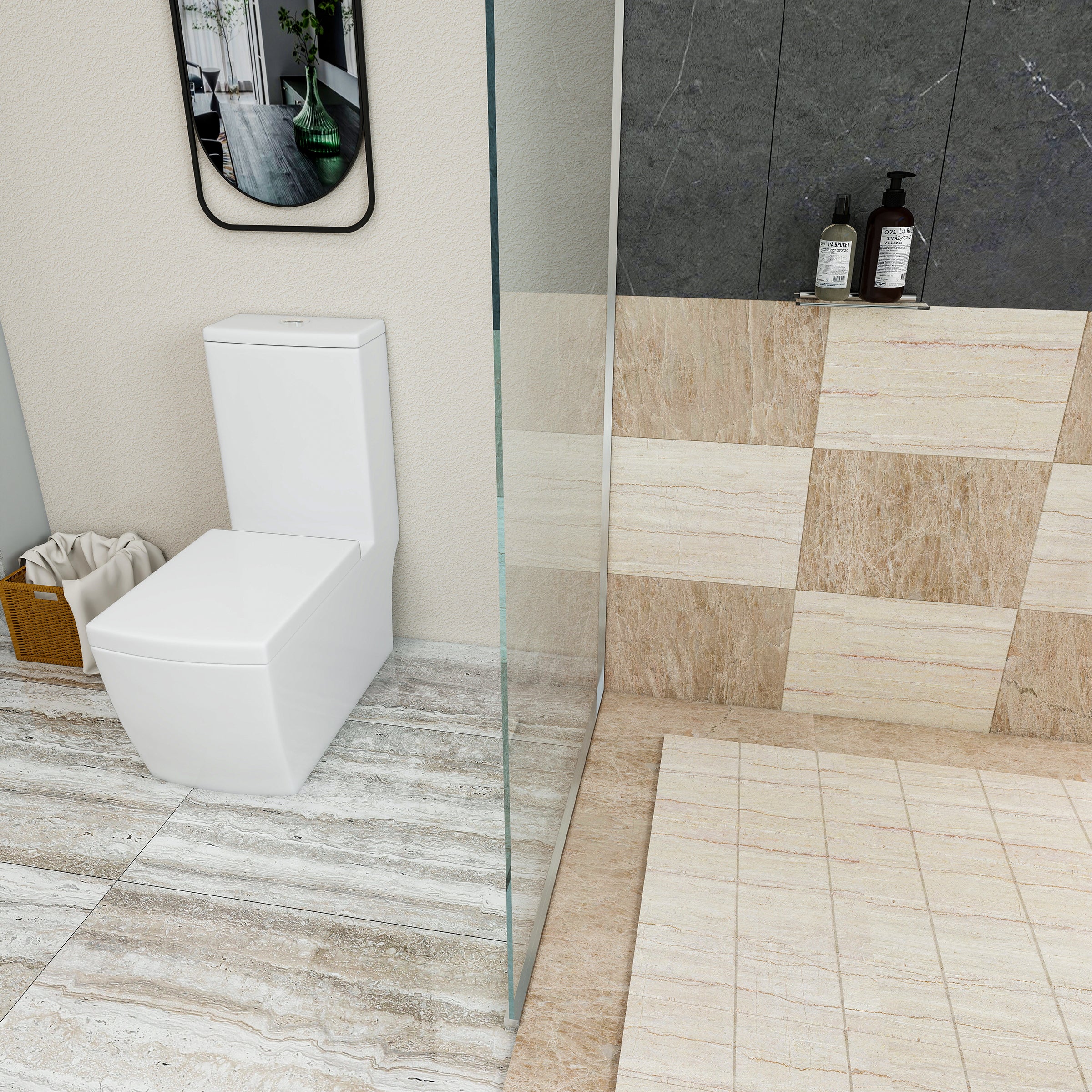 Dreamwerks 32"W x 79"H Frameless Fixed Shower Door in Chrome - Available in Clear or Frosted Glass