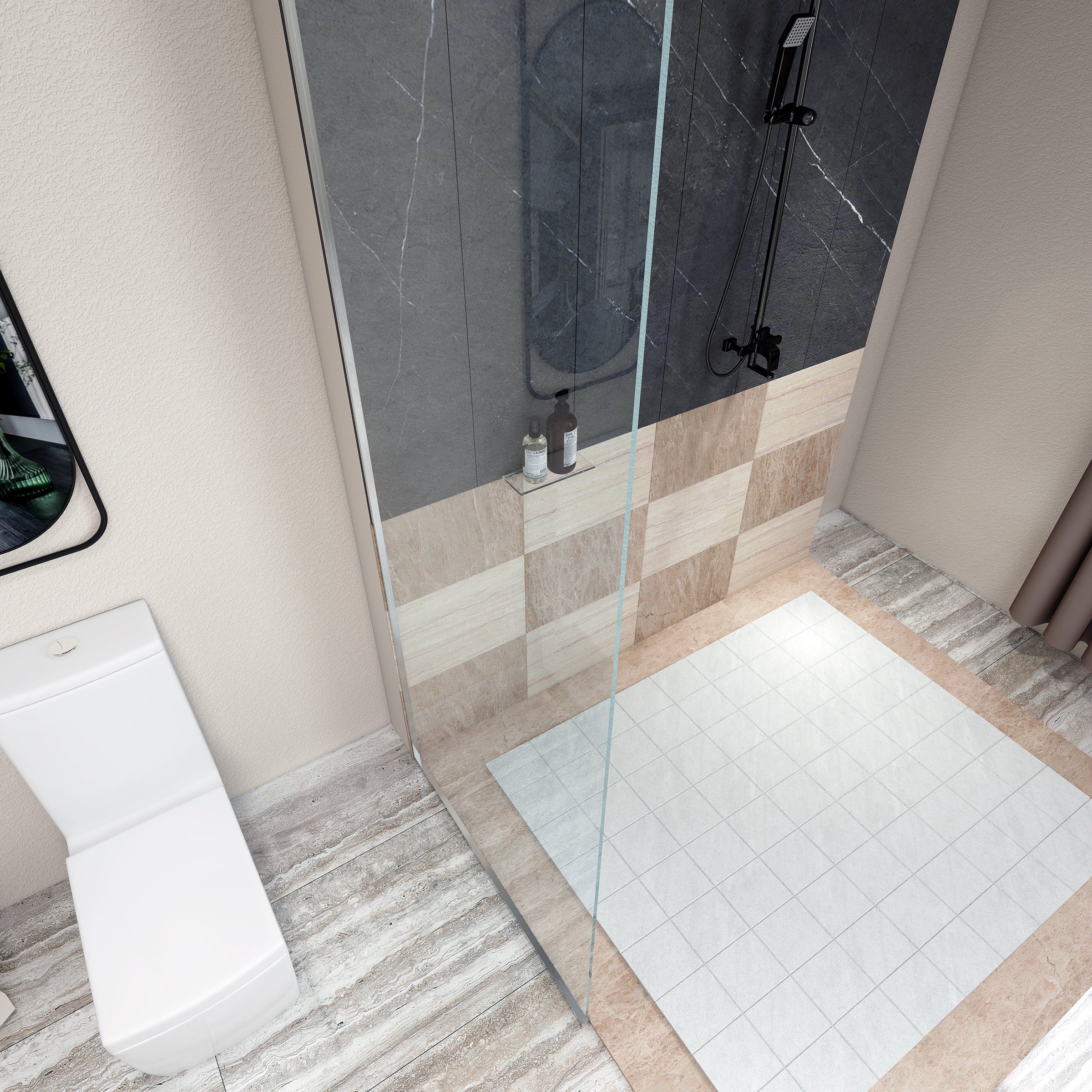 Dreamwerks 32"W x 79"H Frameless Fixed Shower Door in Chrome - Available in Clear or Frosted Glass