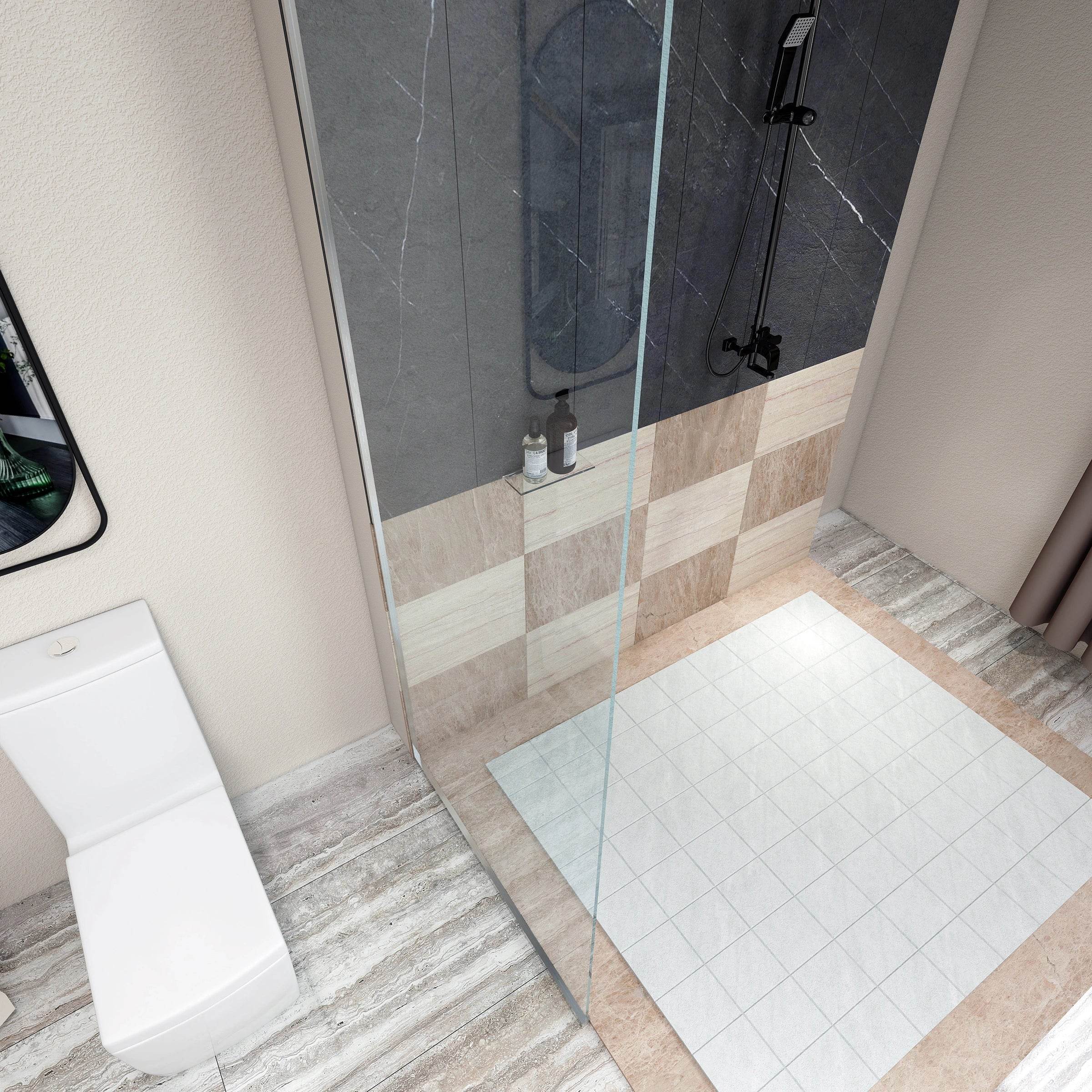 Dreamwerks 35.4"W x 79"H Frameless Fixed Shower Door in Chrome - Available in Clear or Frosted Glass