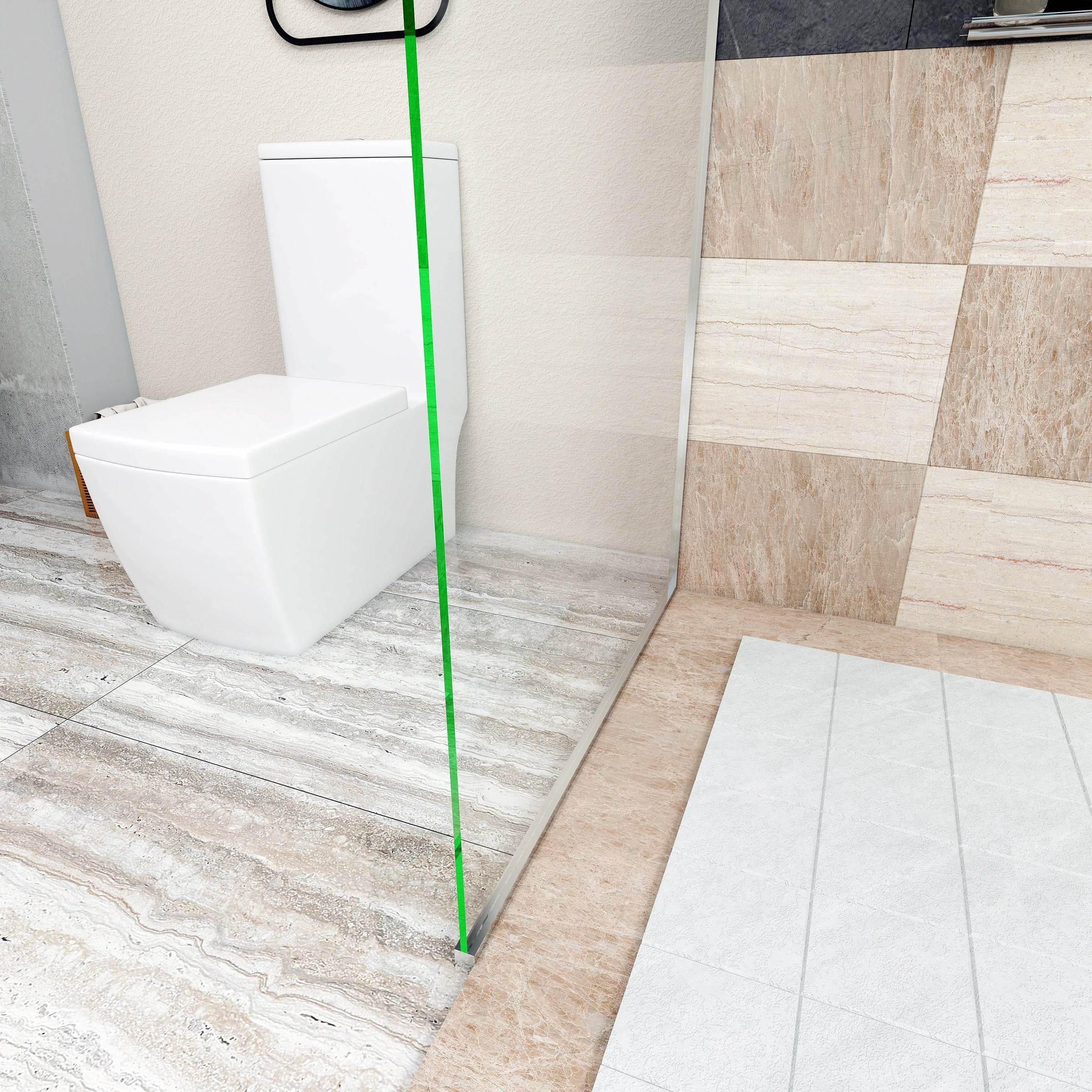 Dreamwerks 35.4"W x 79"H Frameless Fixed Shower Door in Chrome - Available in Clear or Frosted Glass