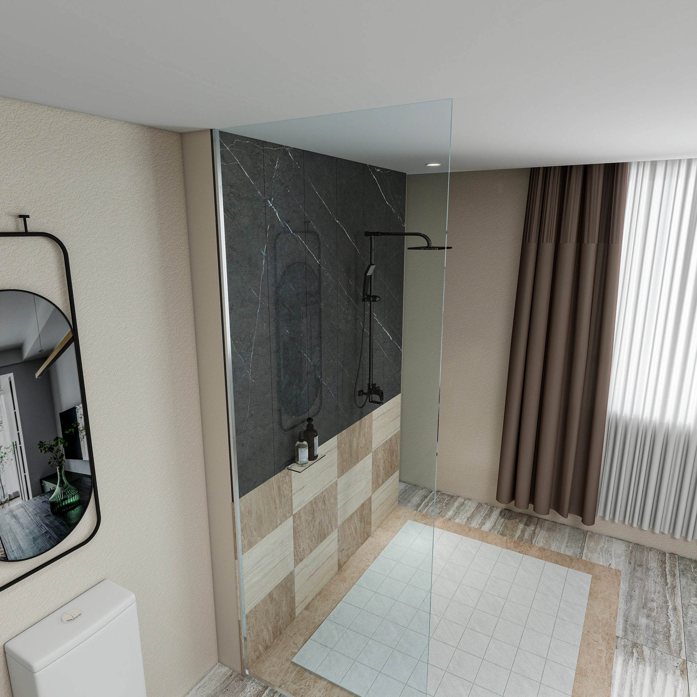 Dreamwerks 35.4"W x 79"H Frameless Fixed Shower Door in Chrome - Available in Clear or Frosted Glass