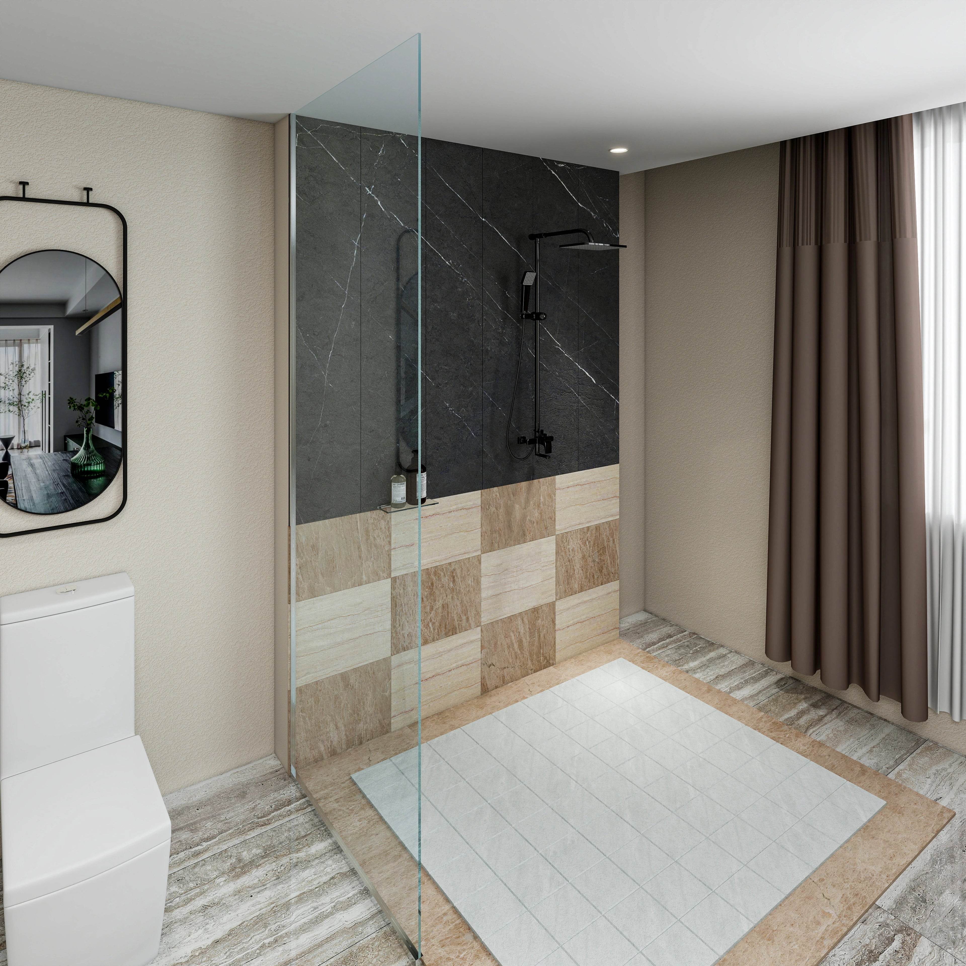 Dreamwerks 35.4"W x 79"H Frameless Fixed Shower Door in Chrome - Available in Clear or Frosted Glass