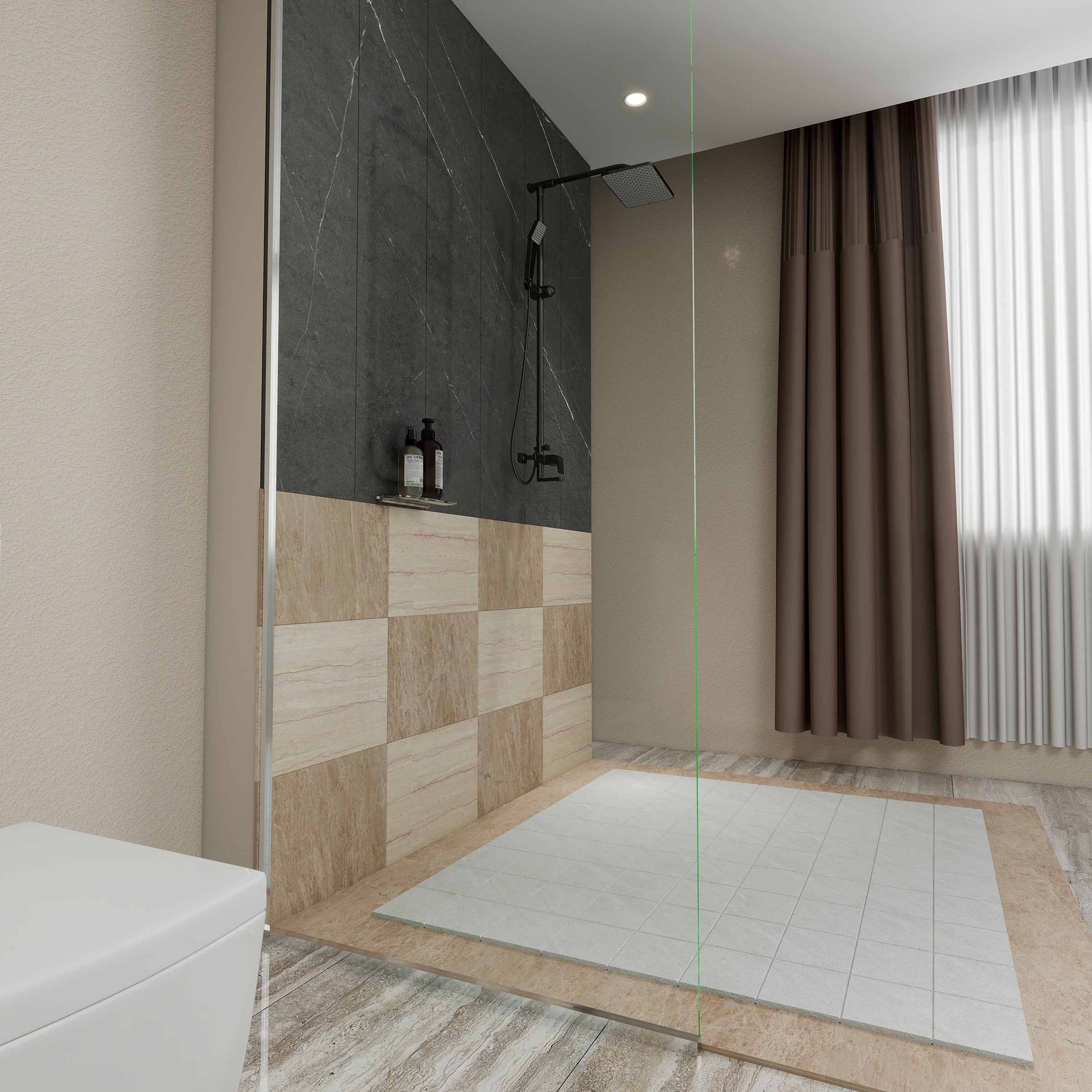 Dreamwerks 32"W x 79"H Frameless Fixed Shower Door in Chrome - Available in Clear or Frosted Glass