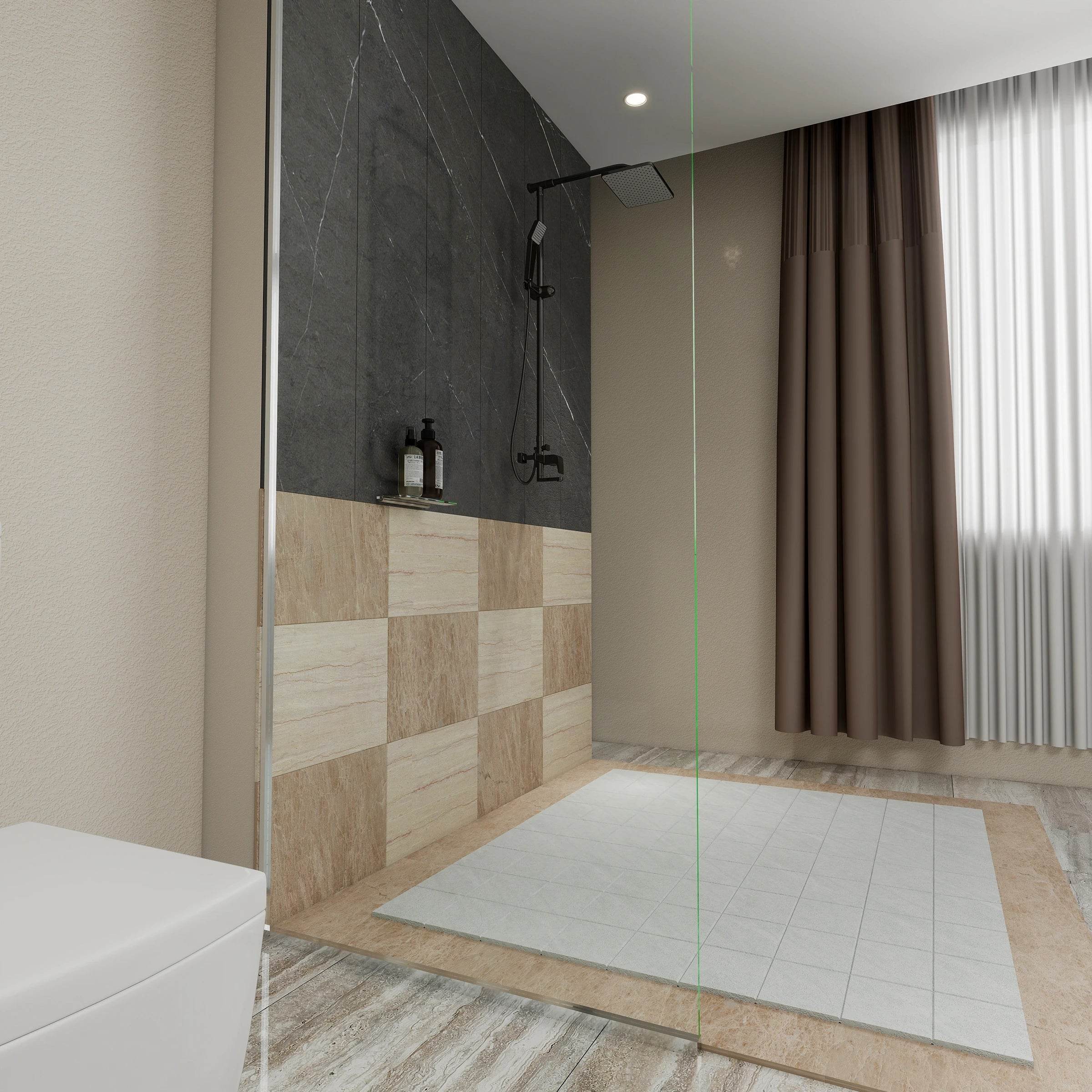 Dreamwerks 35.4"W x 79"H Frameless Fixed Shower Door in Chrome - Available in Clear or Frosted Glass