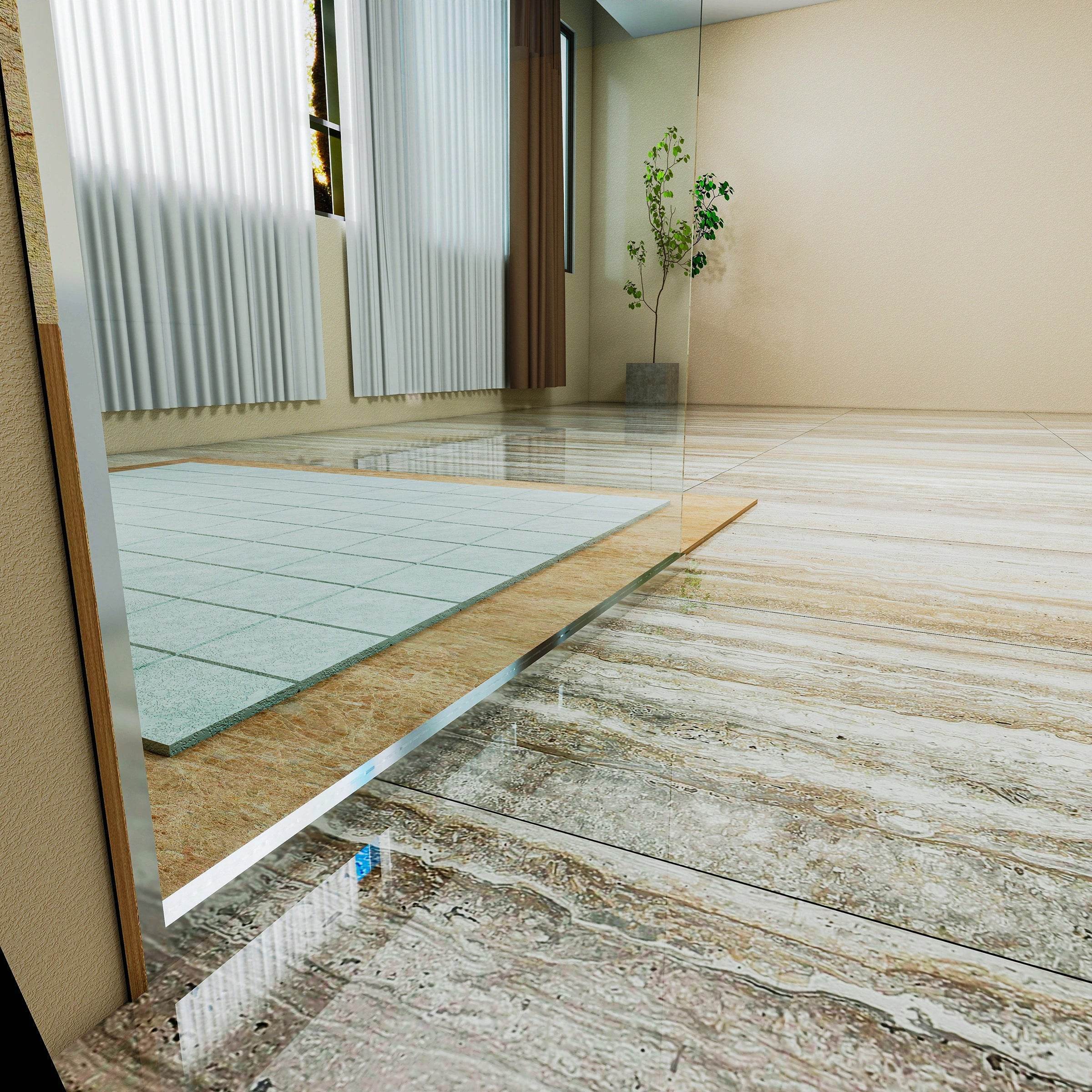 Dreamwerks 35.4"W x 79"H Frameless Fixed Shower Door in Chrome - Available in Clear or Frosted Glass